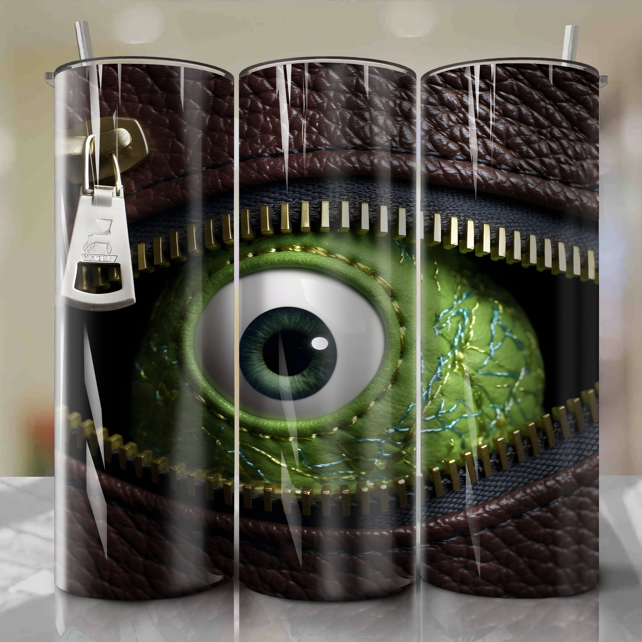 Mike Wazowski | 3D Zipper | Wrap PNG Skinny Tumbler 20oz | Sublimation | Digital Download