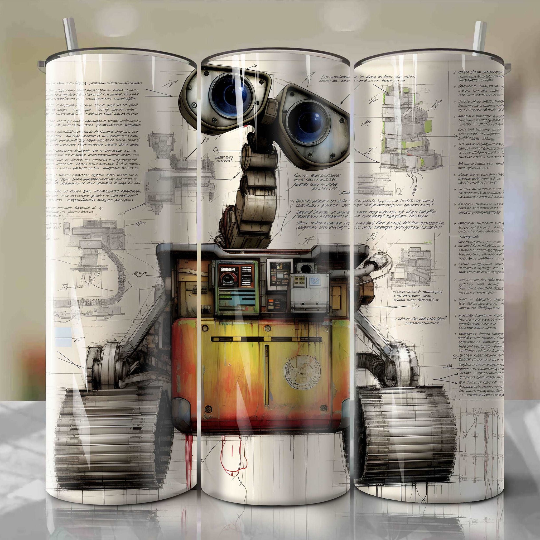 WALL-E | Newspaper | Wrap PNG Skinny Tumbler 20oz | Sublimation | Digital Download