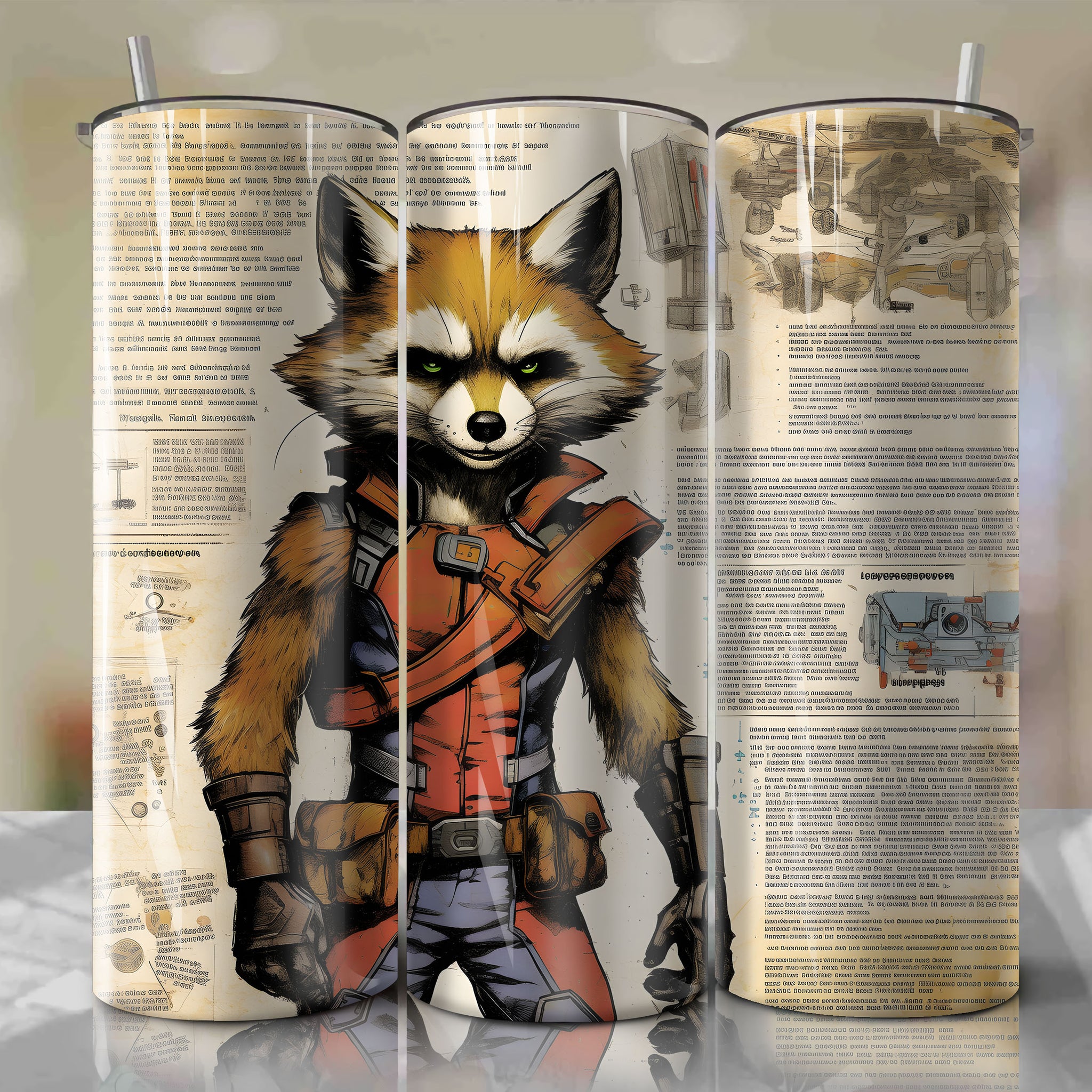 Meeko | Newspaper | Wrap PNG Skinny Tumbler 20oz | Sublimation | Digital Download