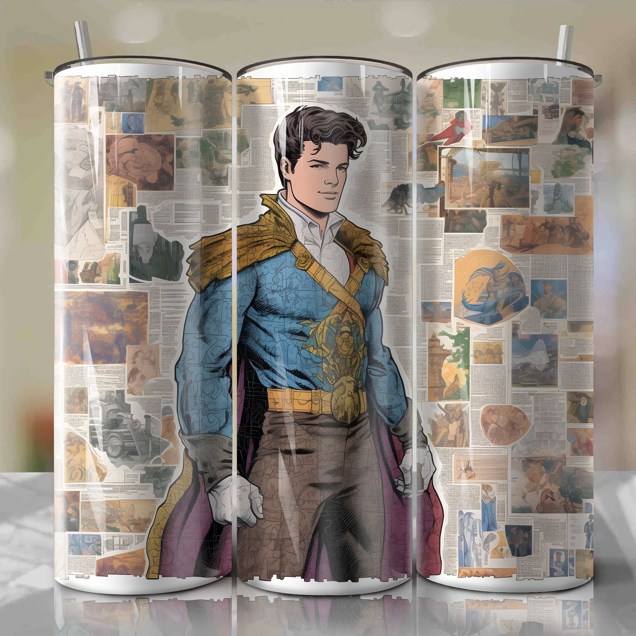 Prince Charming | Newspaper | Wrap PNG Skinny Tumbler 20oz | Sublimation | Digital Download