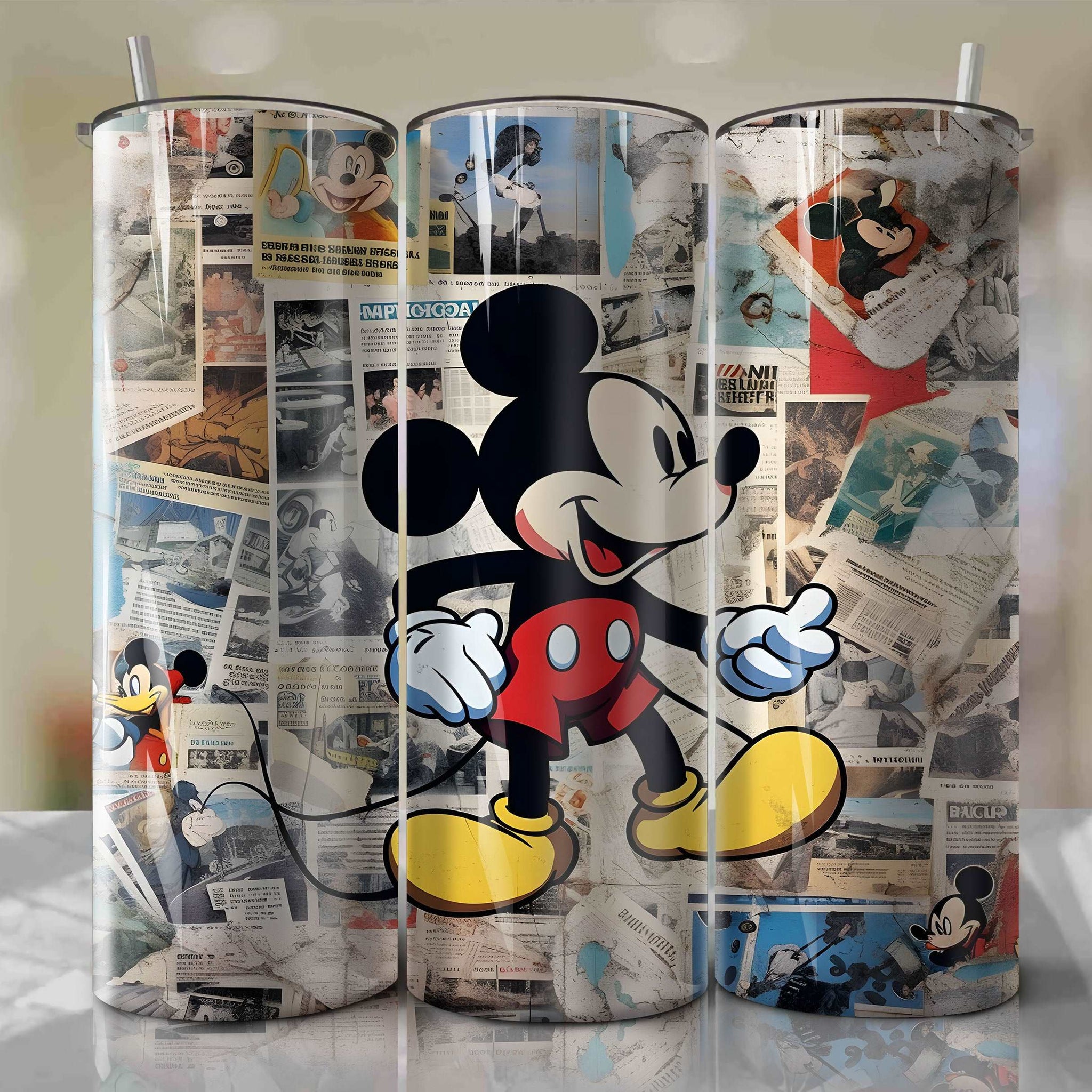 Mickey Mouse | Newspaper | Wrap PNG Skinny Tumbler 20oz | Sublimation | Digital Download