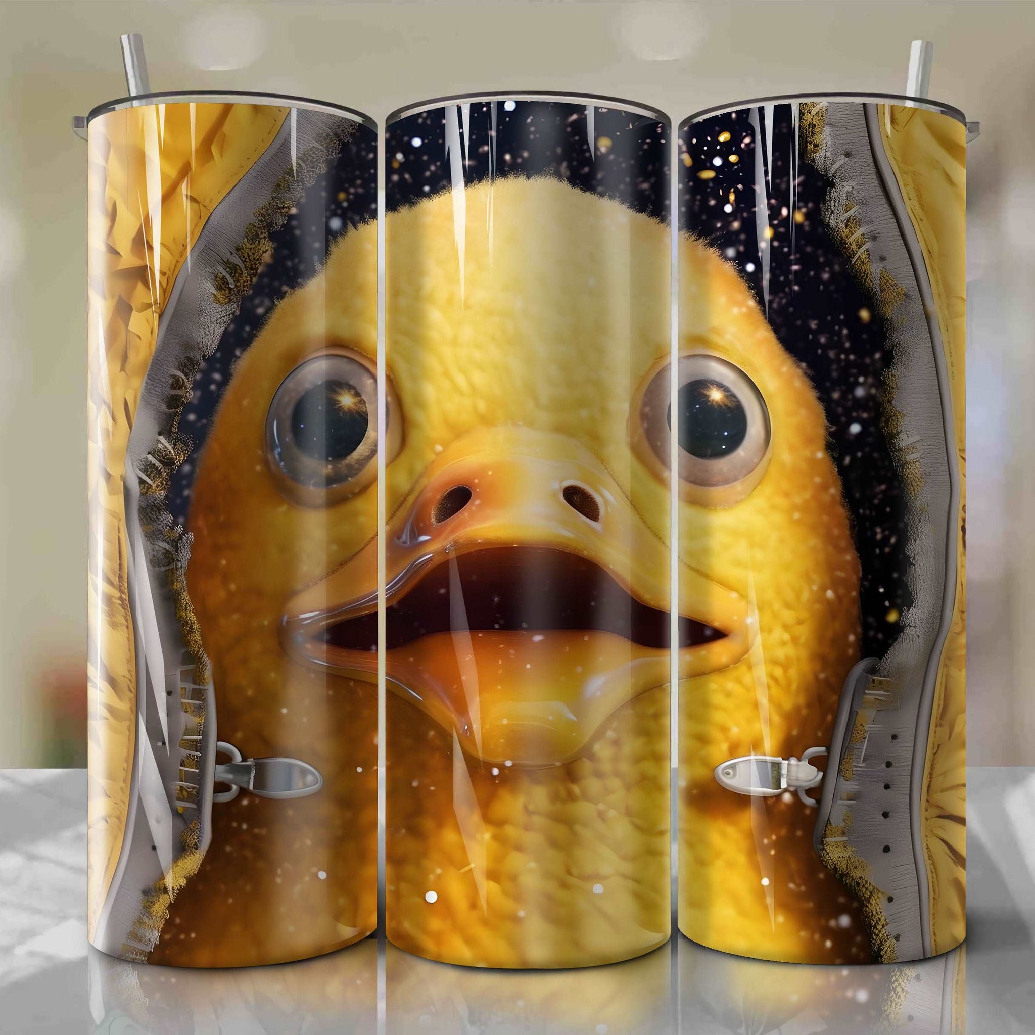 Psyduck | 3D Zipper | Wrap PNG Skinny Tumbler 20oz | Sublimation | Digital Download