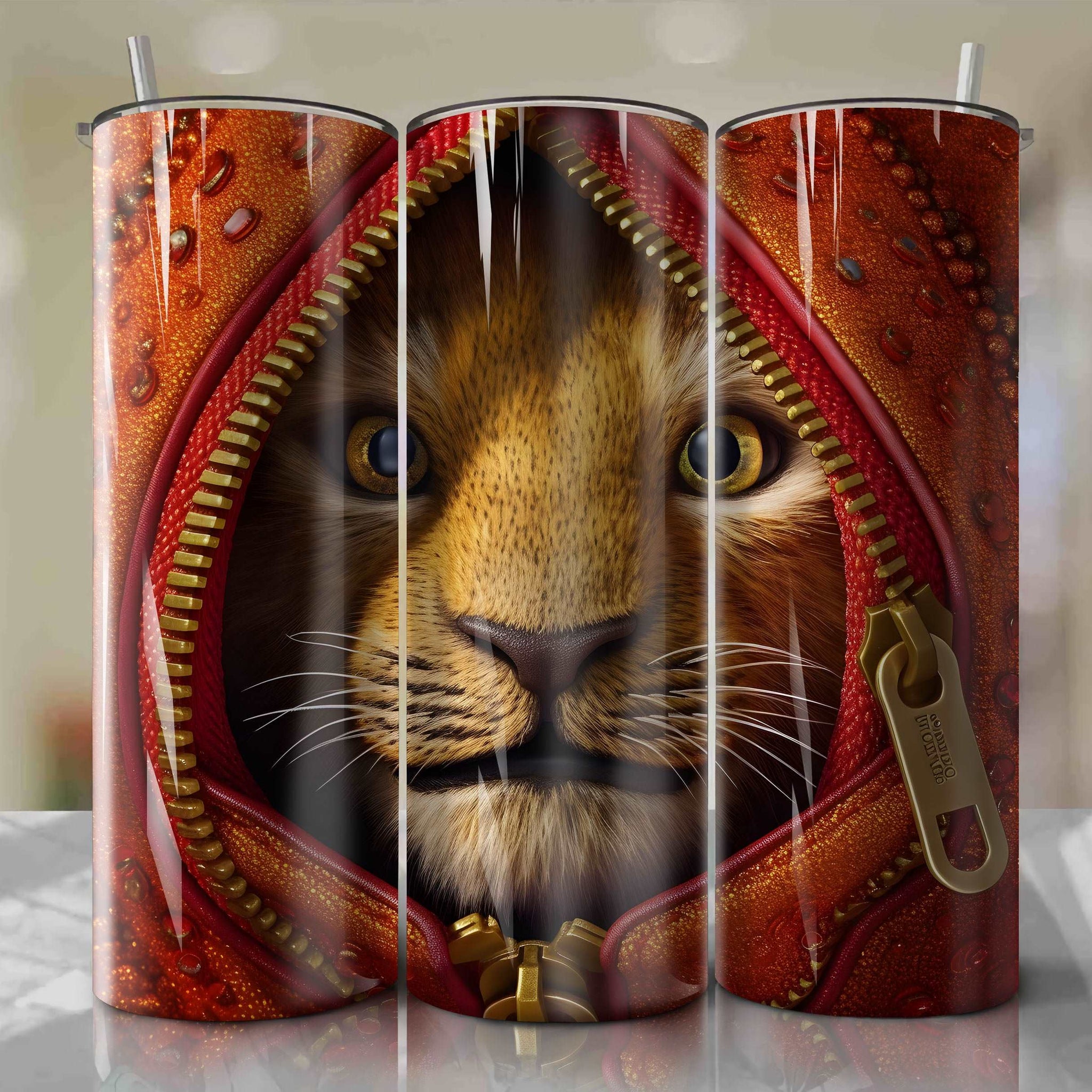 Simba | 3D Zipper | Wrap PNG Skinny Tumbler 20oz | Sublimation | Digital Download