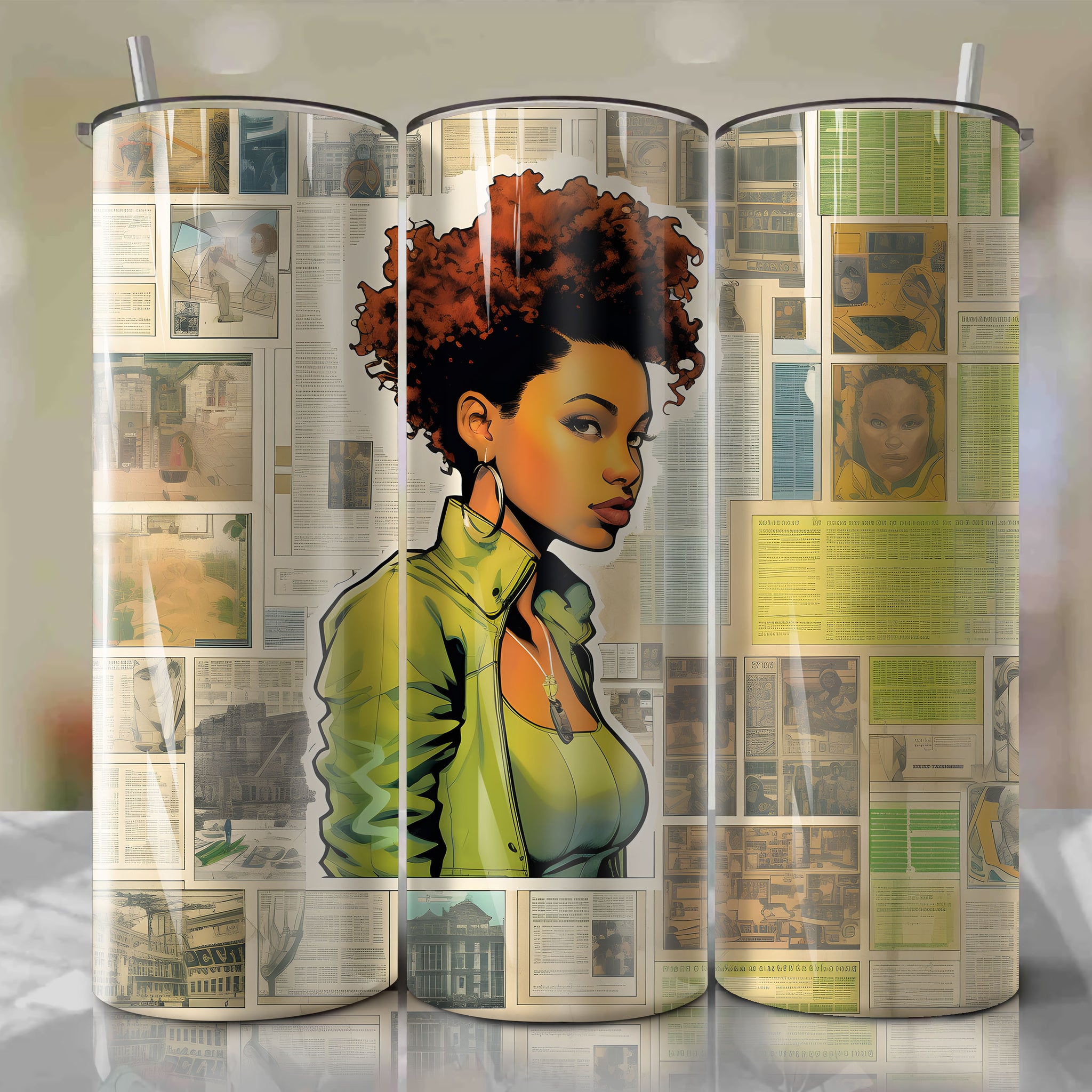 Tiana | Newspaper | Wrap PNG Skinny Tumbler 20oz | Sublimation | Digital Download