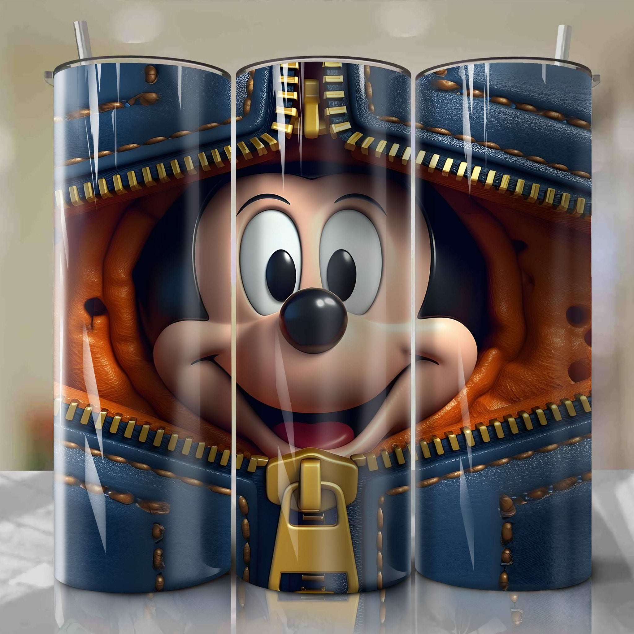 Mickey Mouse | 3D Zipper | Wrap PNG Skinny Tumbler 20oz | Sublimation | Digital Download