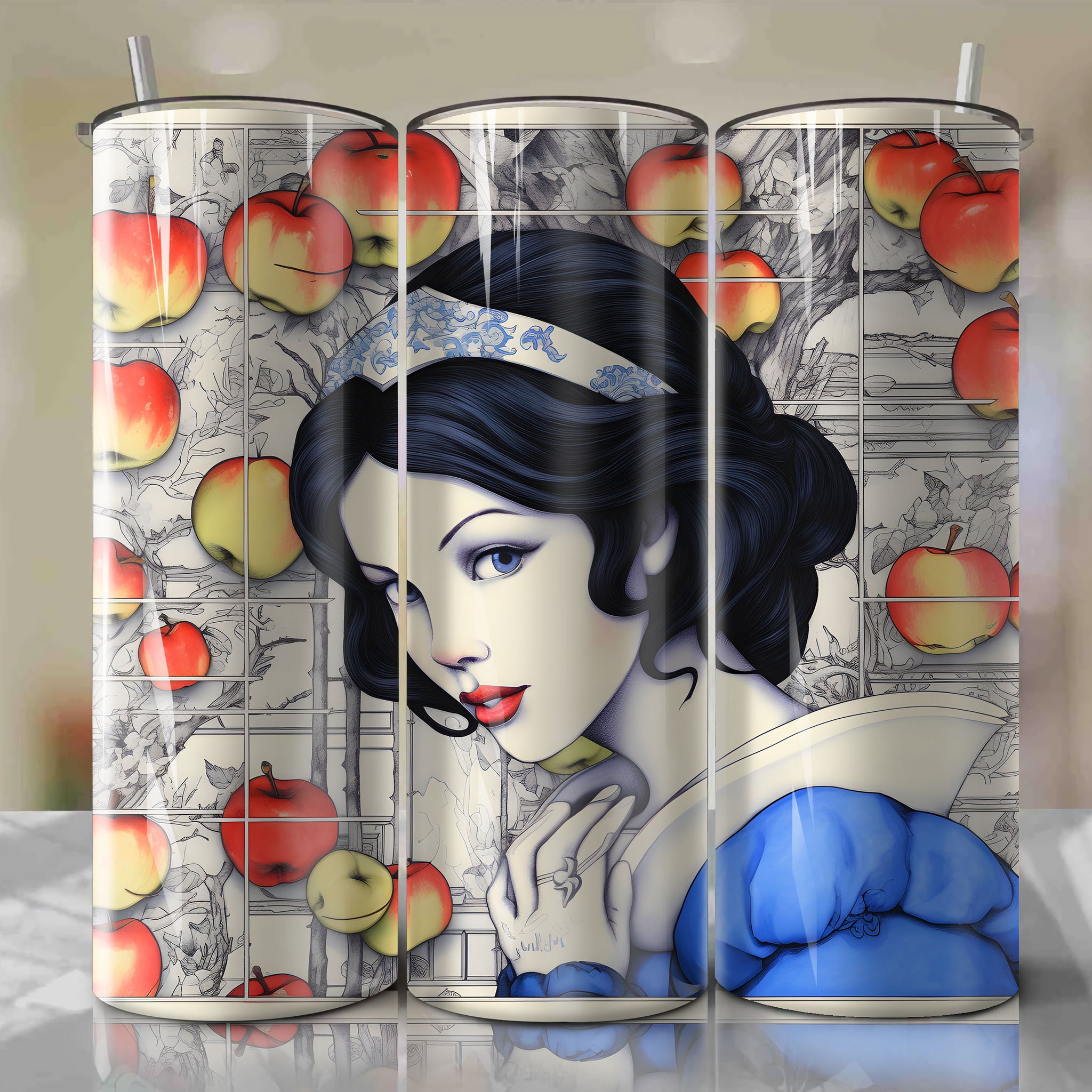 Snow White | Newspaper | Wrap PNG Skinny Tumbler 20oz | Sublimation | Digital Download