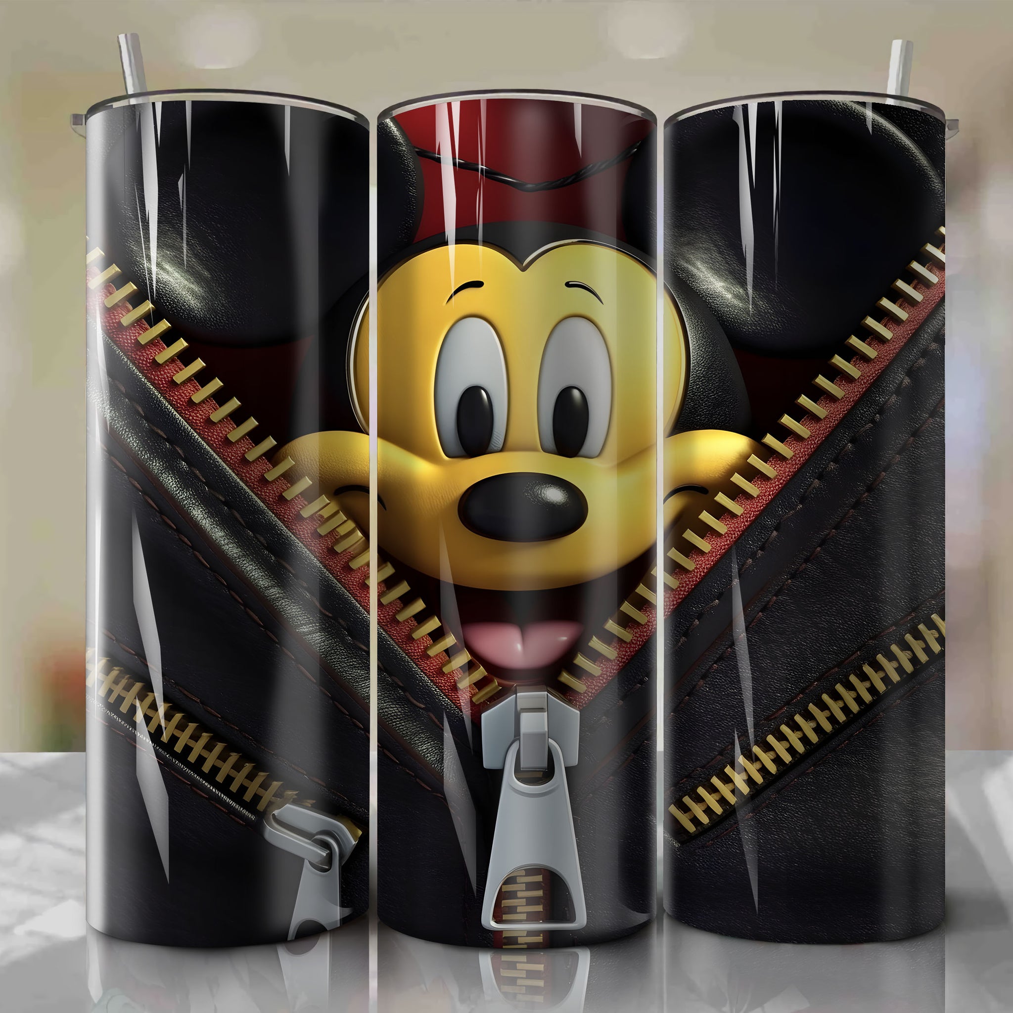 Mickey Mouse | 3D Zipper | Wrap PNG Skinny Tumbler 20oz | Sublimation | Digital Download