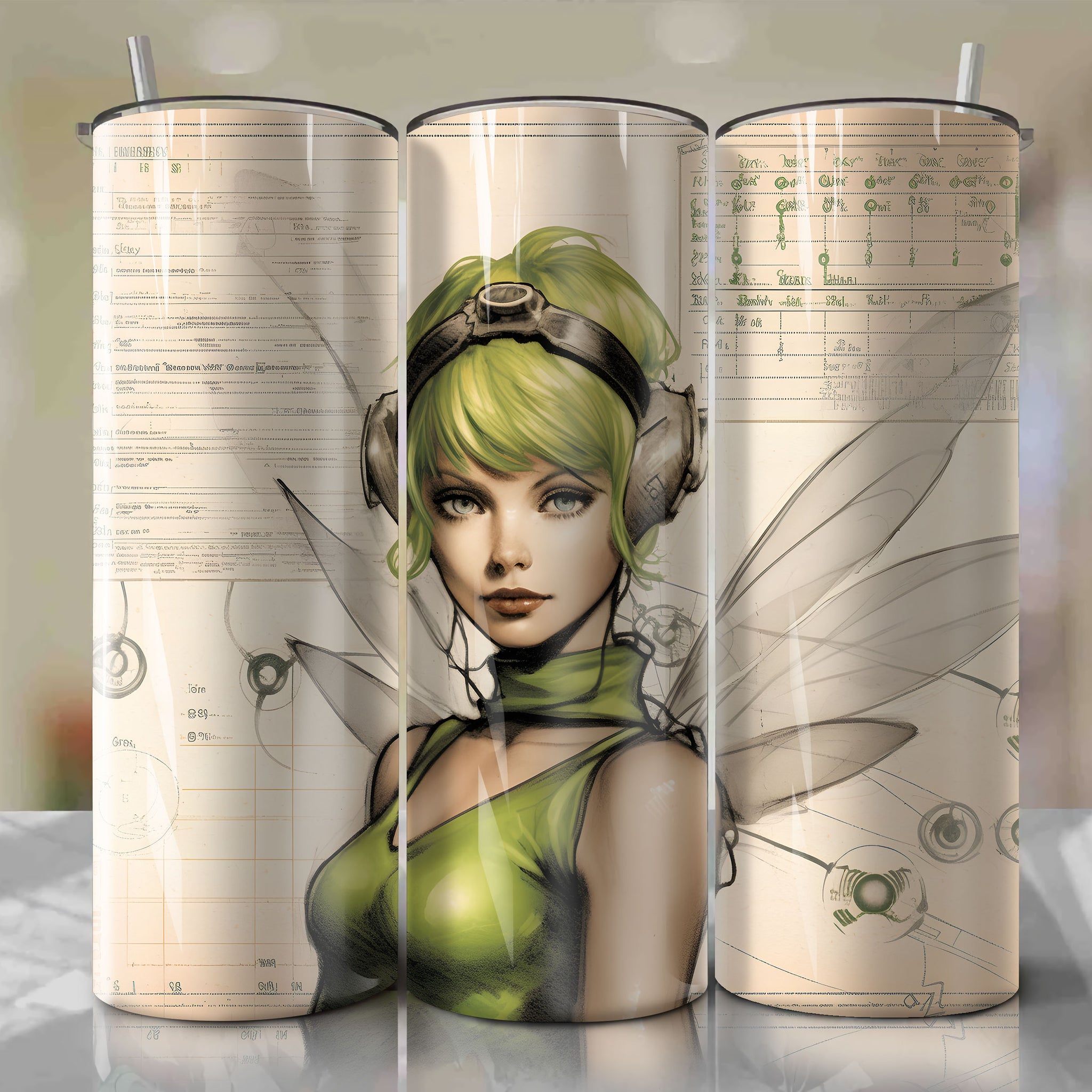 Tinker Bell | Newspaper | Wrap PNG Skinny Tumbler 20oz | Sublimation | Digital Download