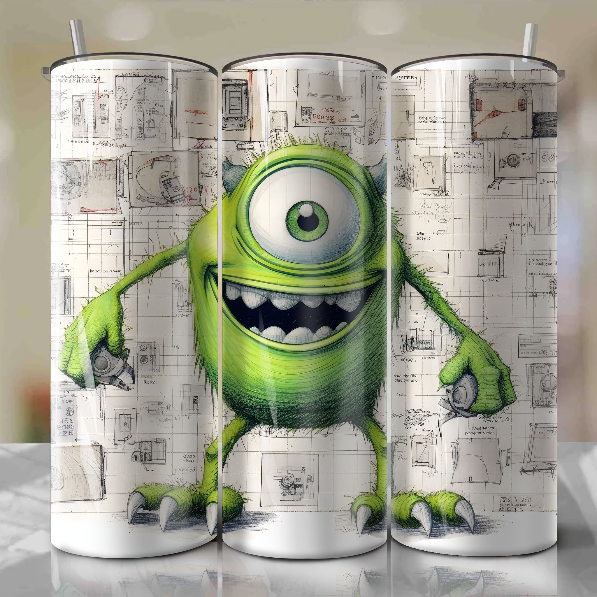 Mike Wazowski | Newspaper | Wrap PNG Skinny Tumbler 20oz | Sublimation | Digital Download