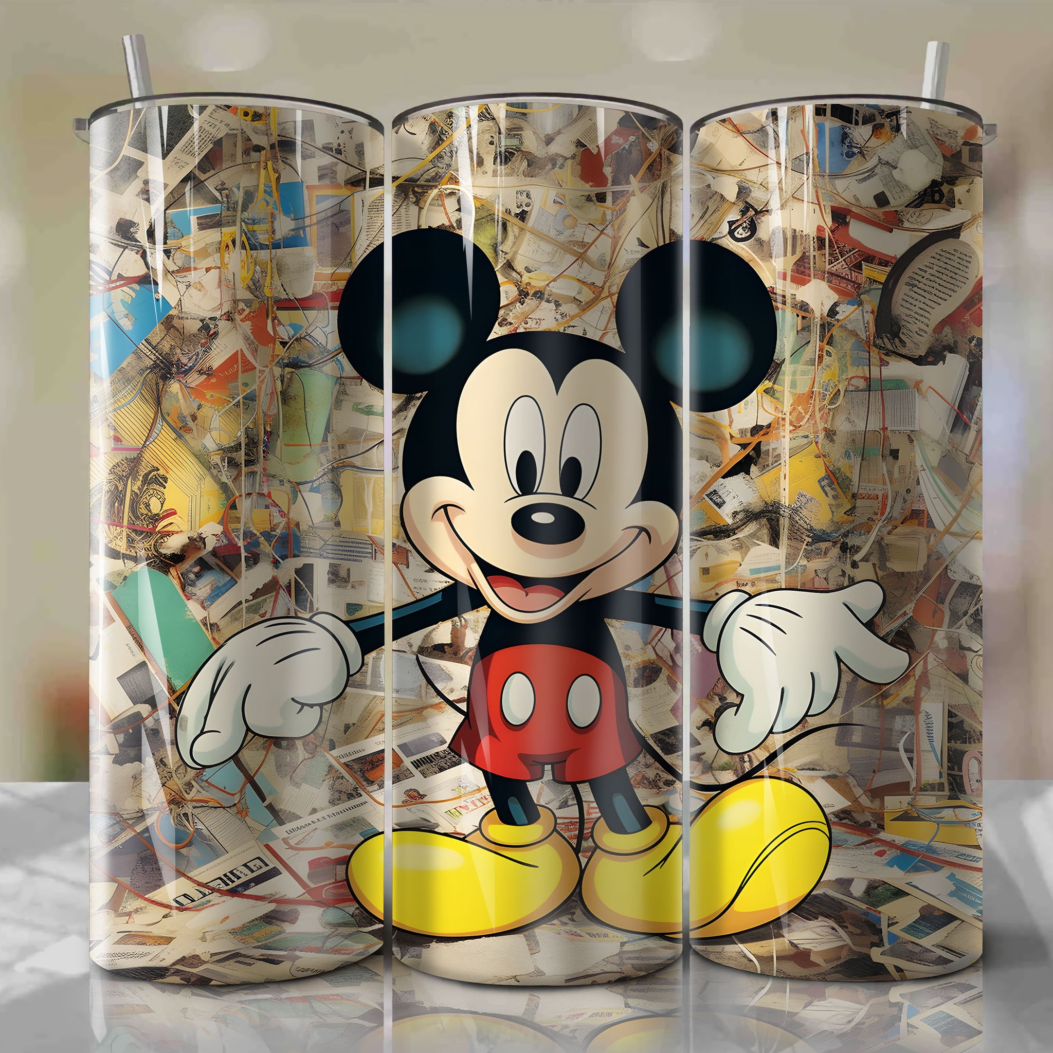 Mickey Mouse | Newspaper | Wrap PNG Skinny Tumbler 20oz | Sublimation | Digital Download