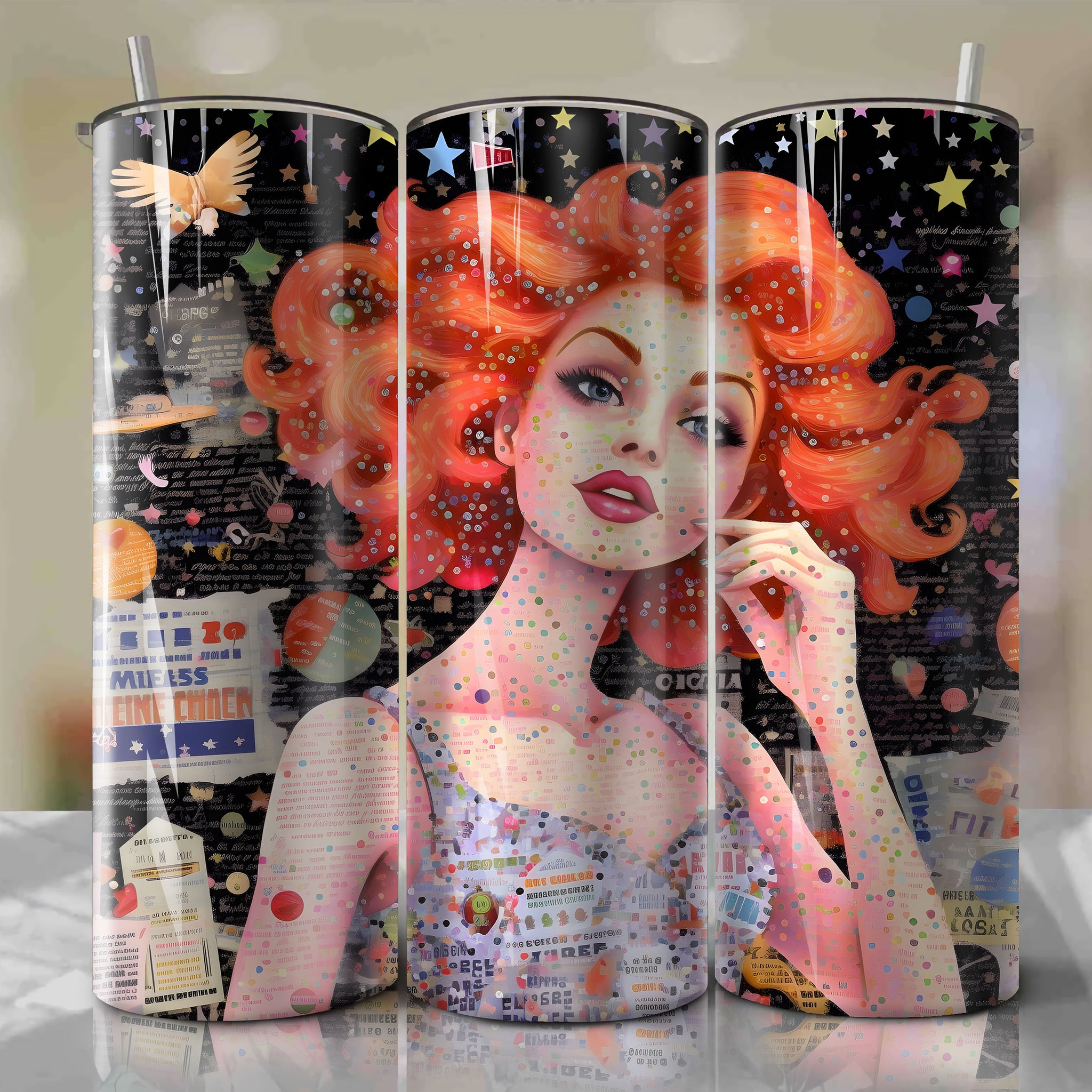 EVE cartoon | Newspaper | Wrap PNG Skinny Tumbler 20oz | Sublimation | Digital Download