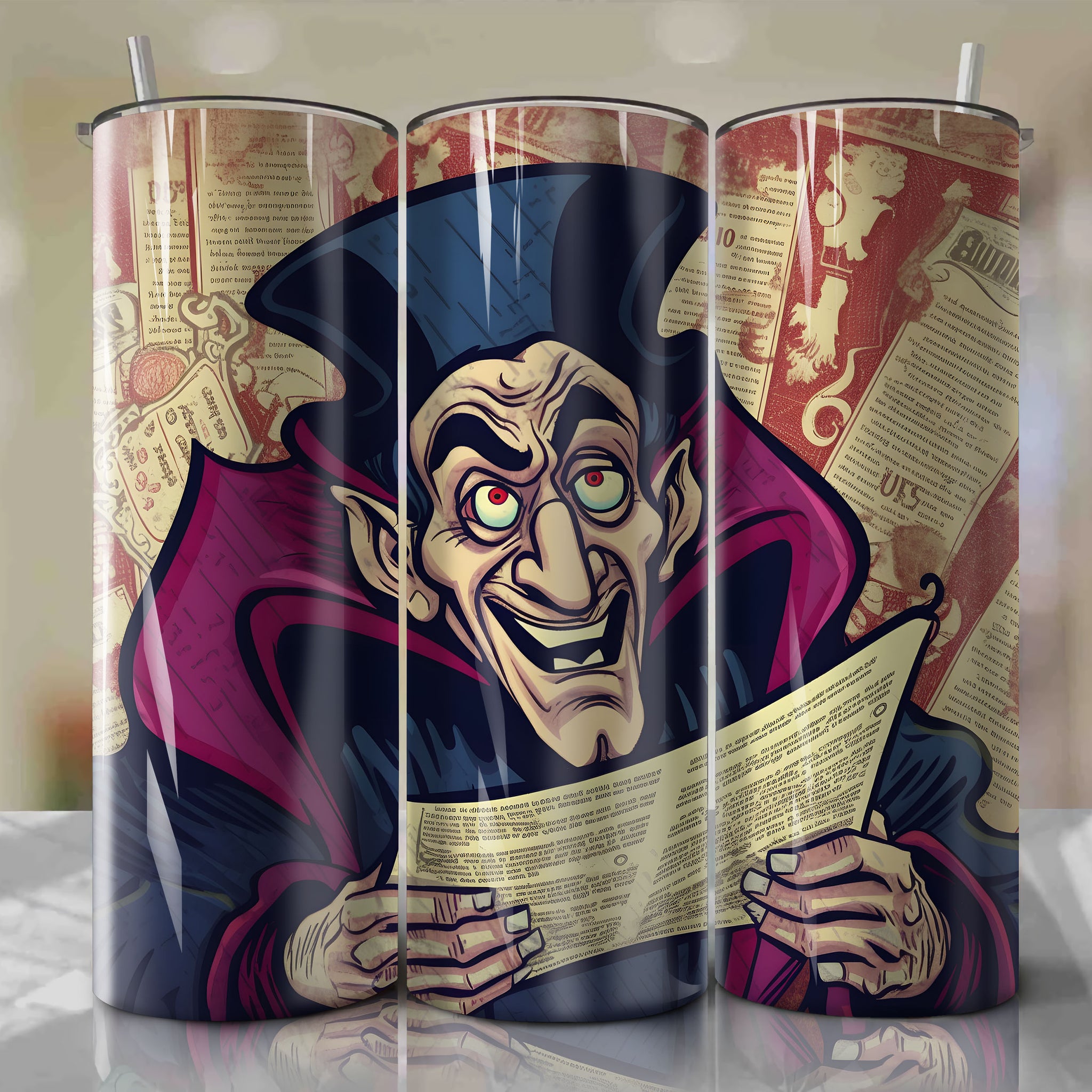 Judge Frollo cartoon | Newspaper | Wrap PNG Skinny Tumbler 20oz | Sublimation | Digital Download