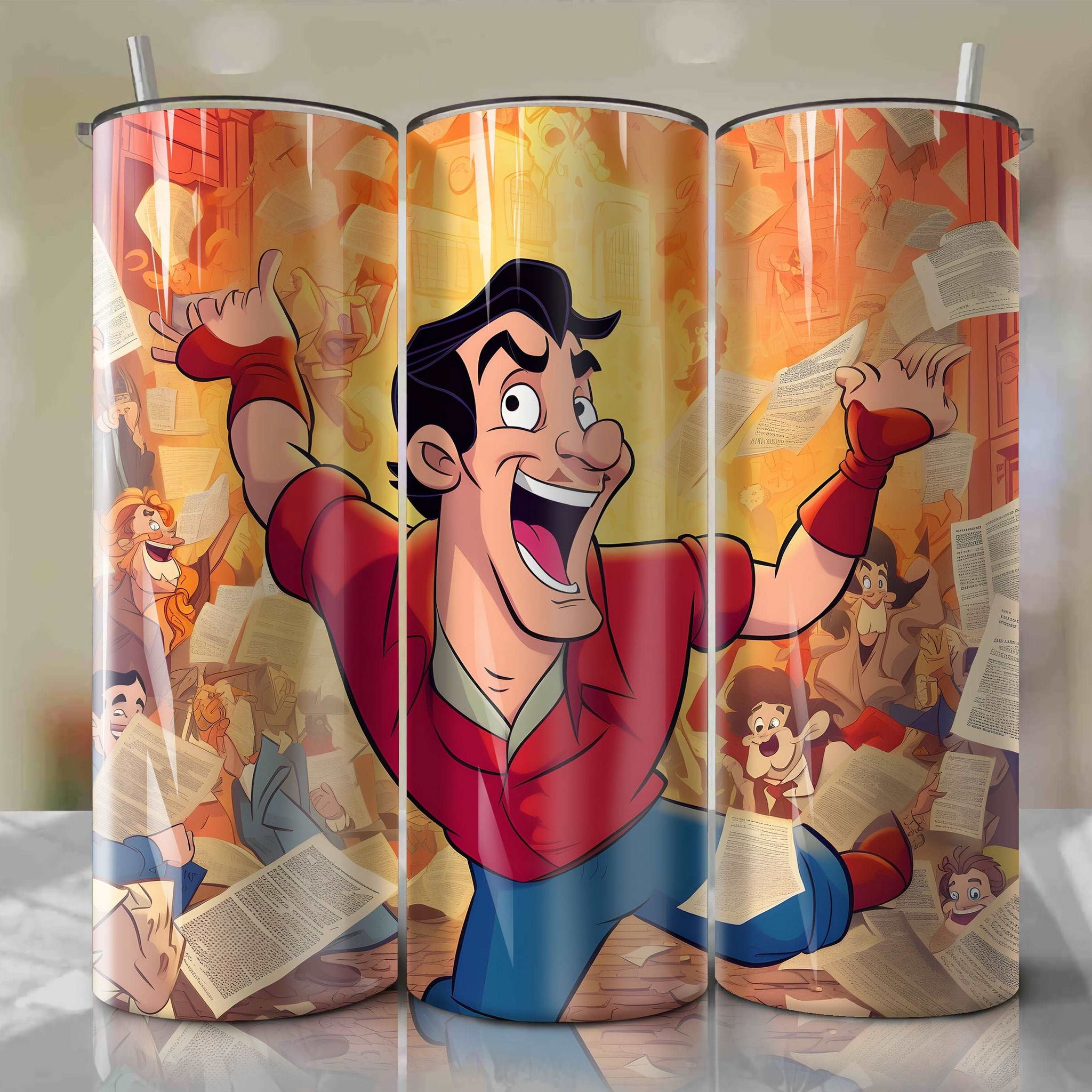 Gaston cartoon | Newspaper | Wrap PNG Skinny Tumbler 20oz | Sublimation | Digital Download