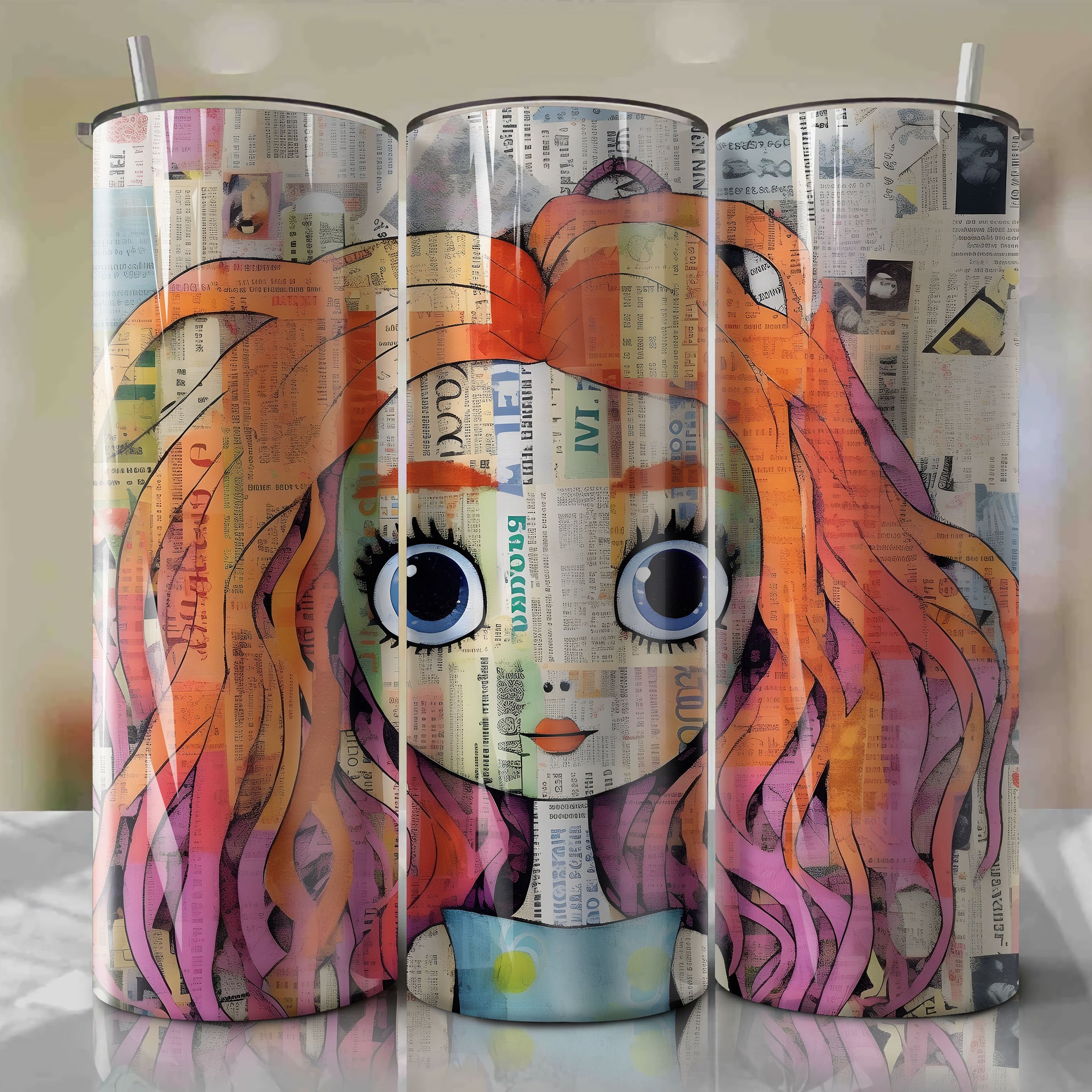 Sally cartoon | Newspaper | Wrap PNG Skinny Tumbler 20oz | Sublimation | Digital Download