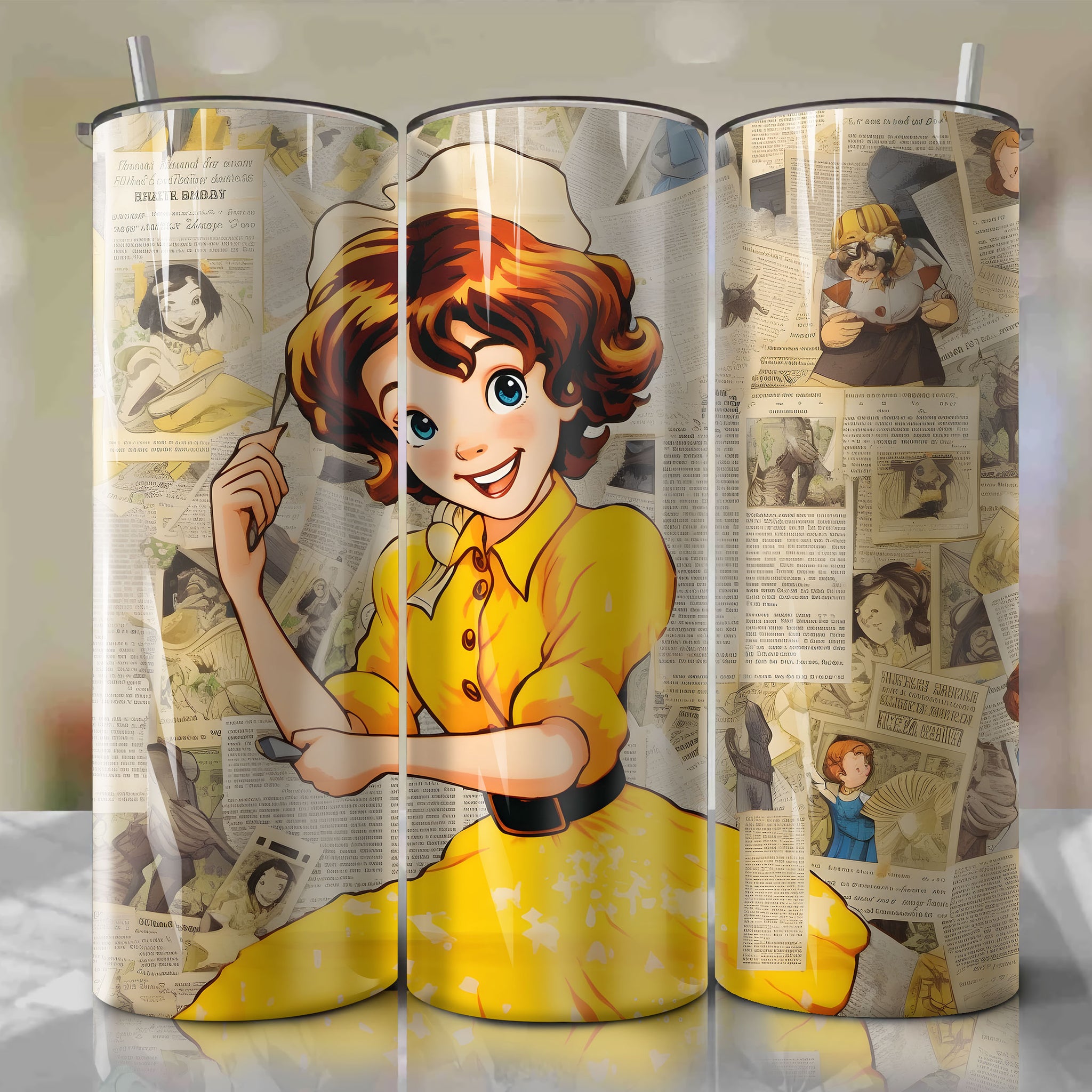 Jane Porter cartoon | Newspaper | Wrap PNG Skinny Tumbler 20oz | Sublimation | Digital Download