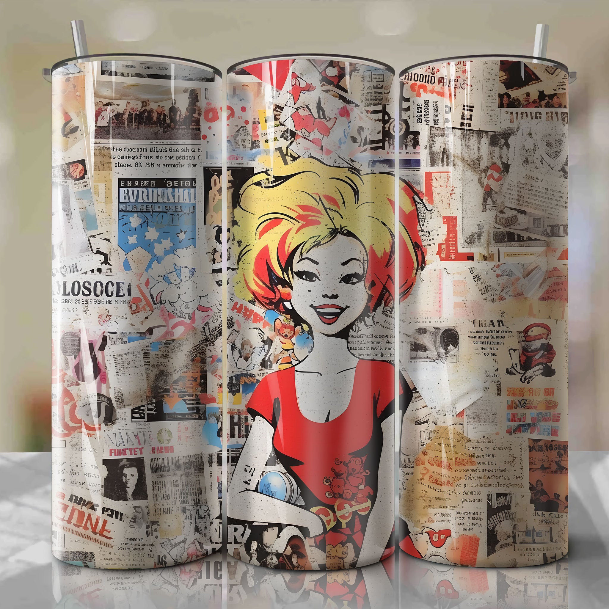 Jessie cartoon | Newspaper | Wrap PNG Skinny Tumbler 20oz | Sublimation | Digital Download