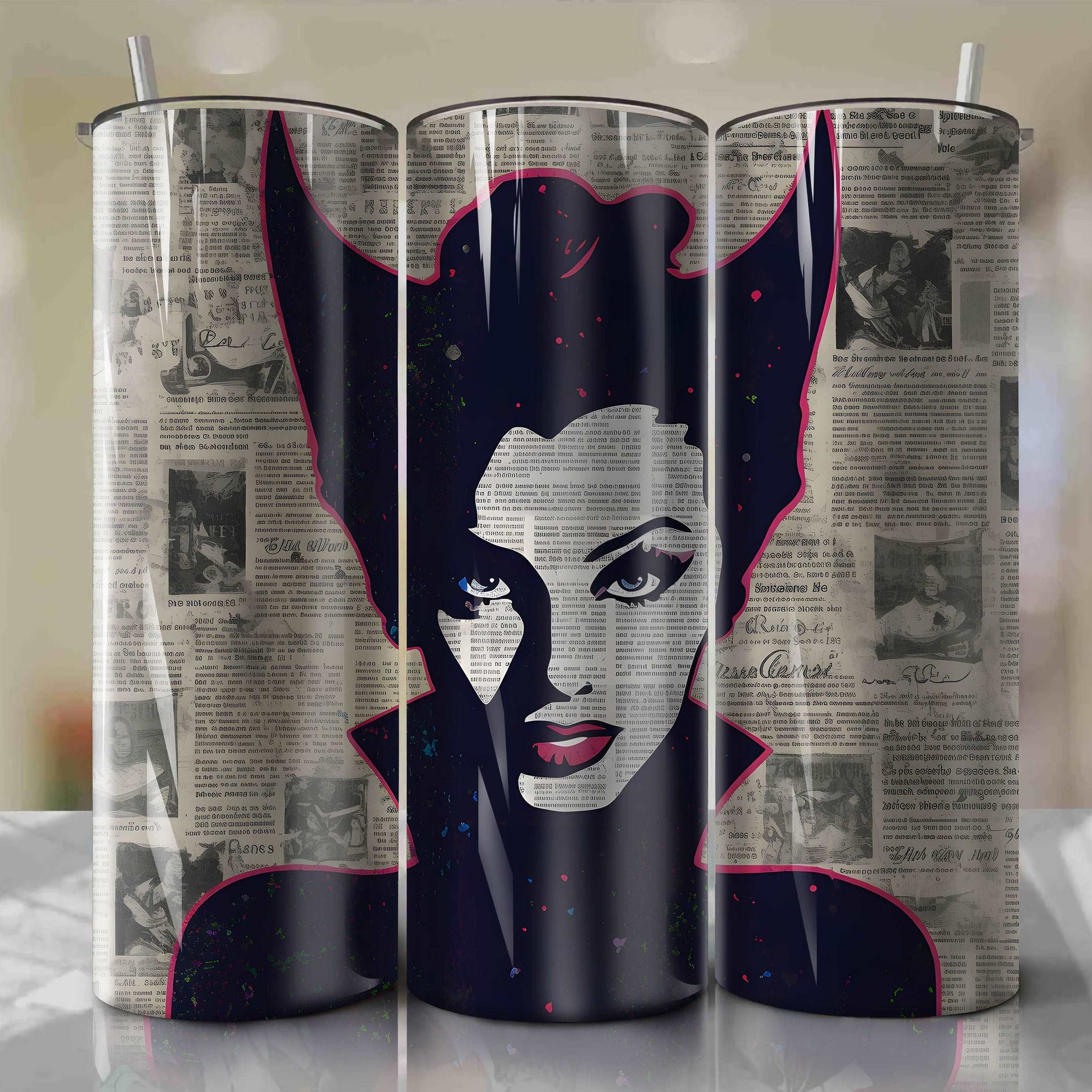 Maleficent cartoon | Newspaper | Wrap PNG Skinny Tumbler 20oz | Sublimation | Digital Download