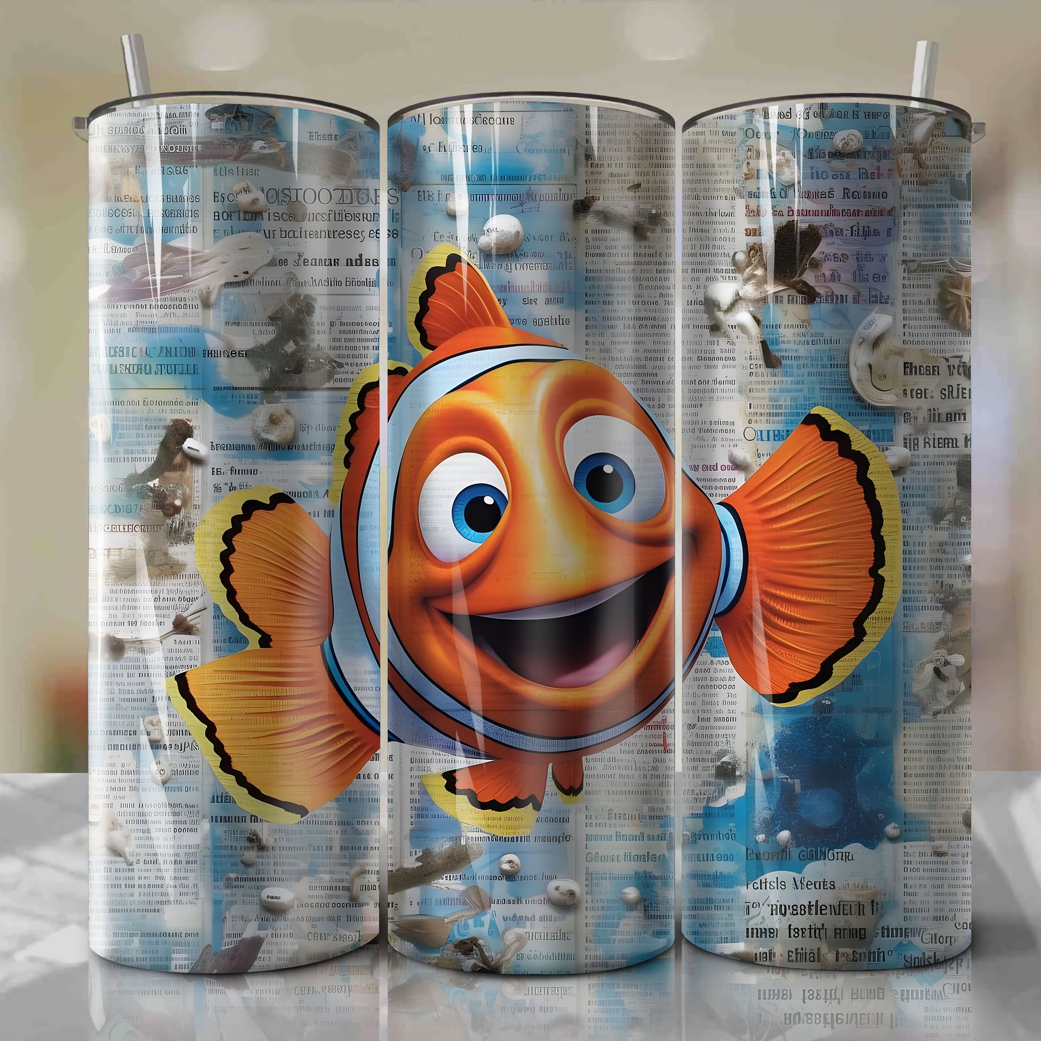 Nemo cartoon | Newspaper | Wrap PNG Skinny Tumbler 20oz | Sublimation | Digital Download