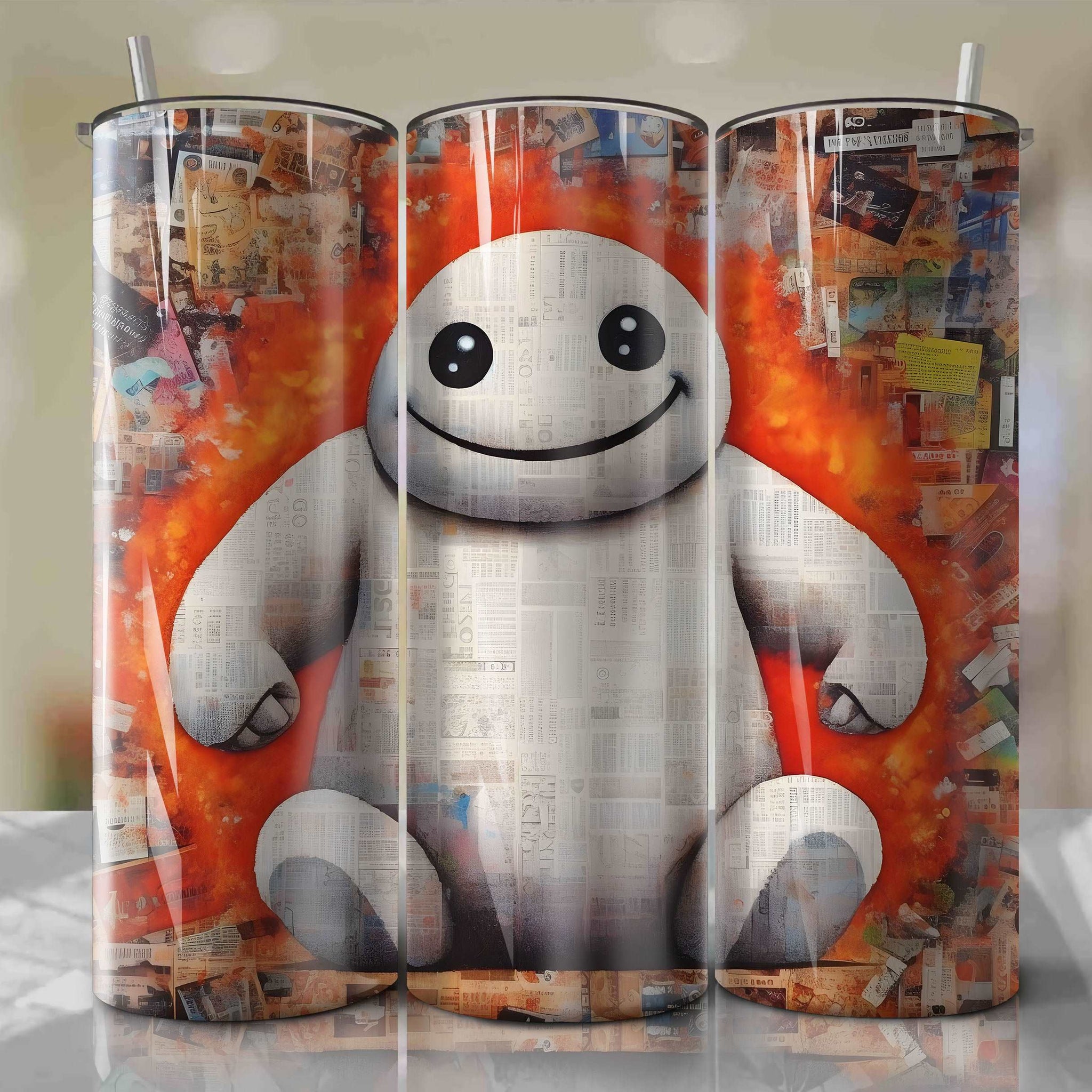 Baymax cartoon | Newspaper | Wrap PNG Skinny Tumbler 20oz | Sublimation | Digital Download