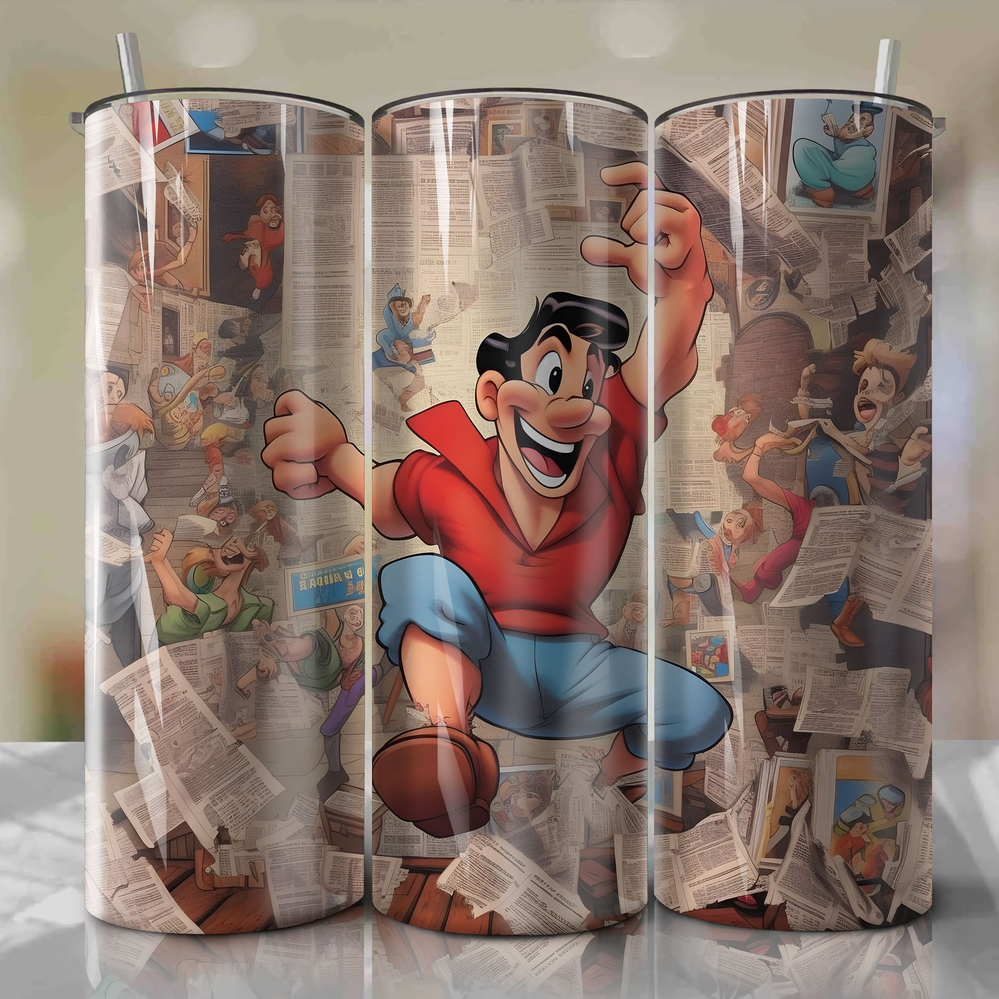 Gaston cartoon | Newspaper | Wrap PNG Skinny Tumbler 20oz | Sublimation | Digital Download