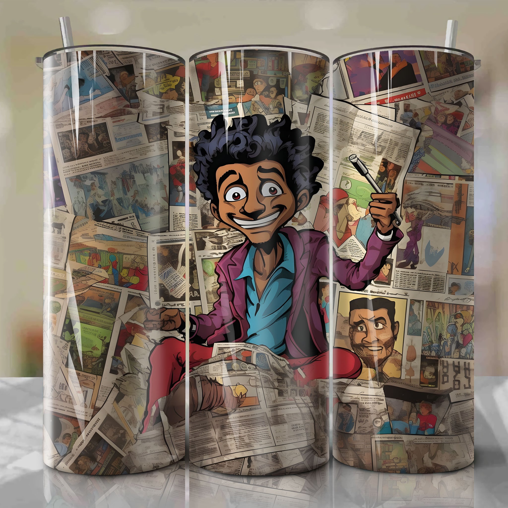 Miguel cartoon | Newspaper | Wrap PNG Skinny Tumbler 20oz | Sublimation | Digital Download