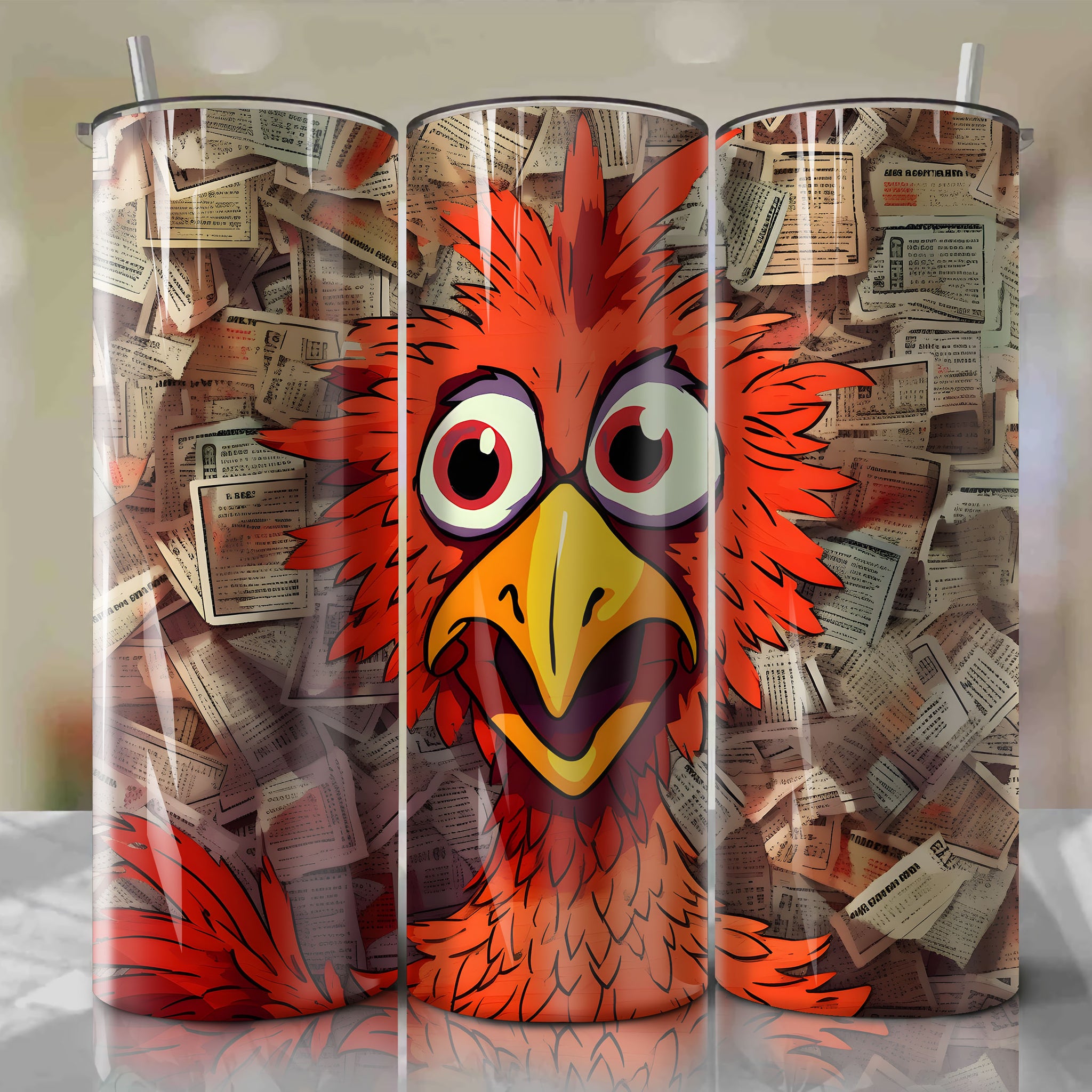 Heihei cartoon | Newspaper | Wrap PNG Skinny Tumbler 20oz | Sublimation | Digital Download