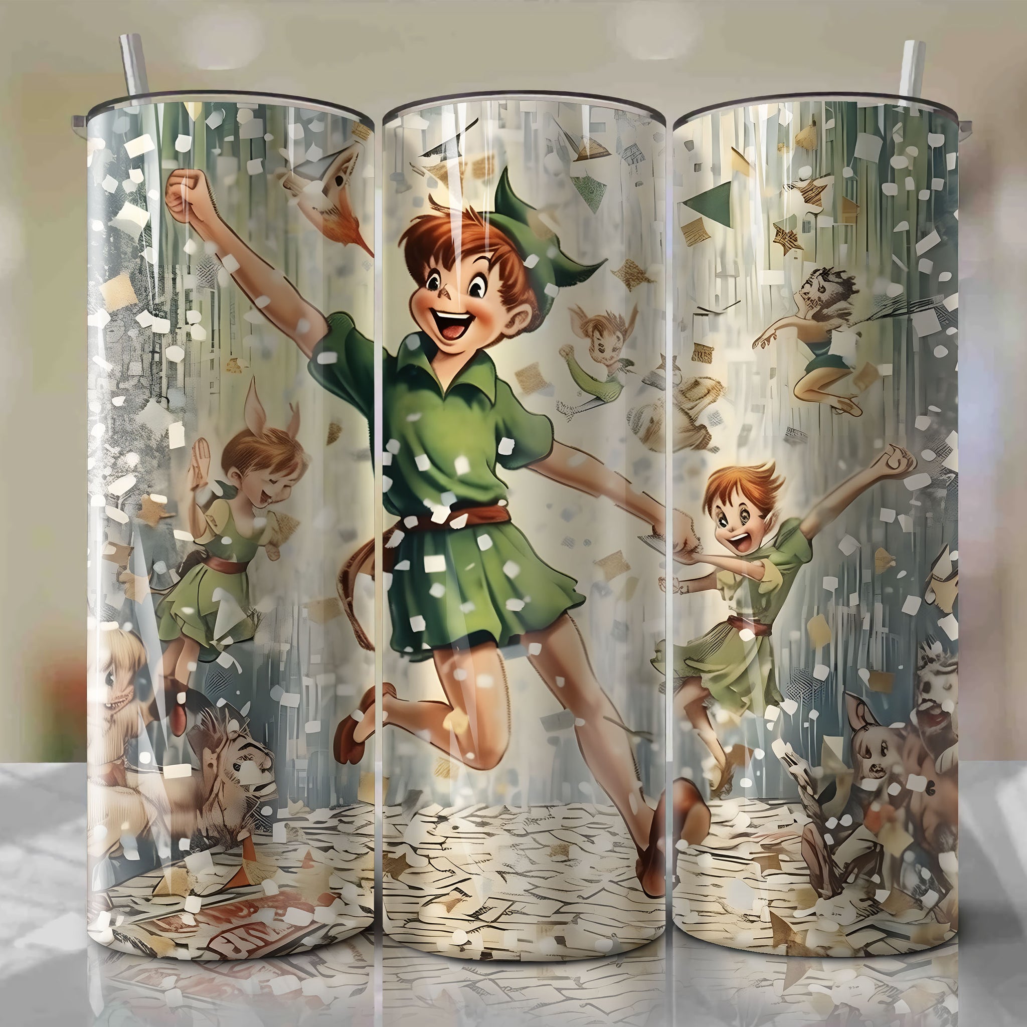 Peter Pan cartoon | Newspaper | Wrap PNG Skinny Tumbler 20oz | Sublimation | Digital Download