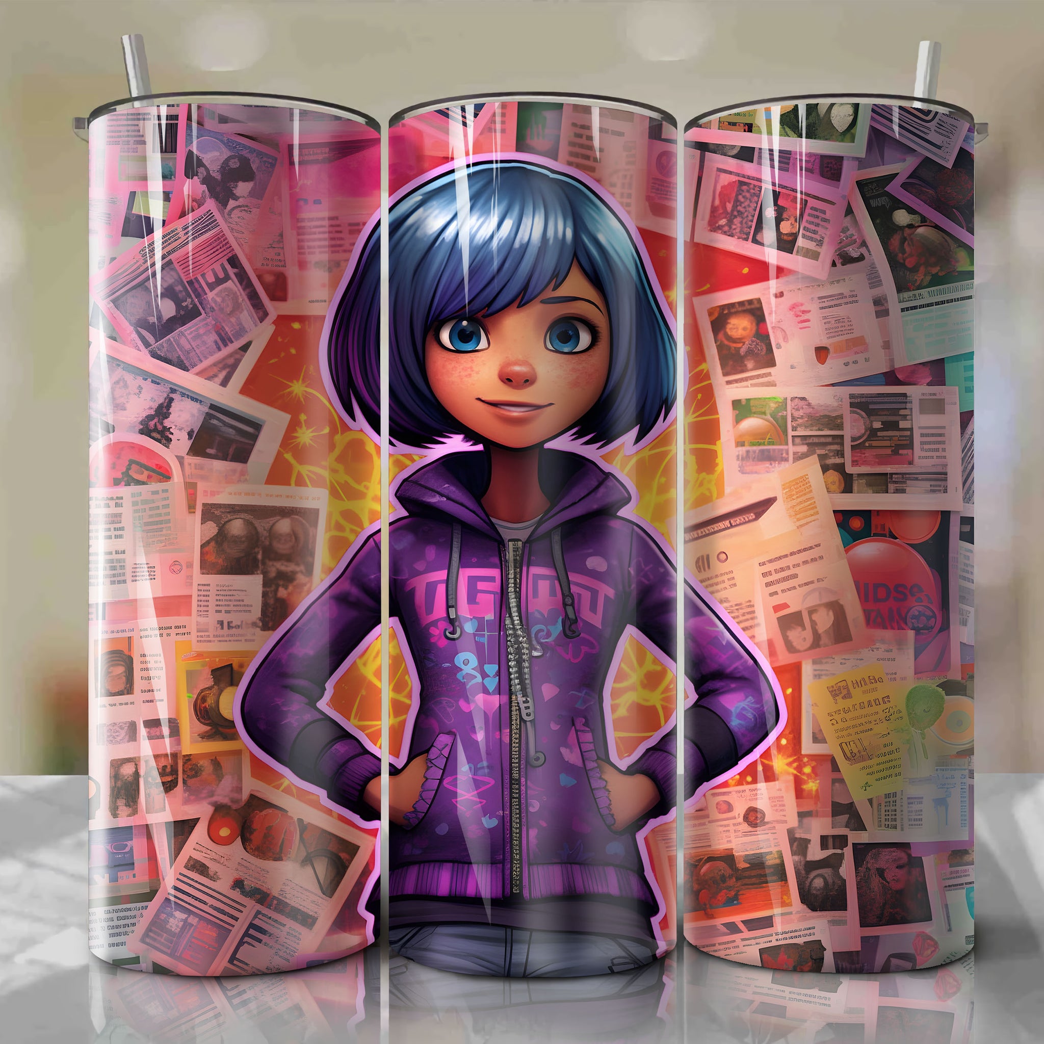 GoGo Tomago cartoon | Newspaper | Wrap PNG Skinny Tumbler 20oz | Sublimation | Digital Download