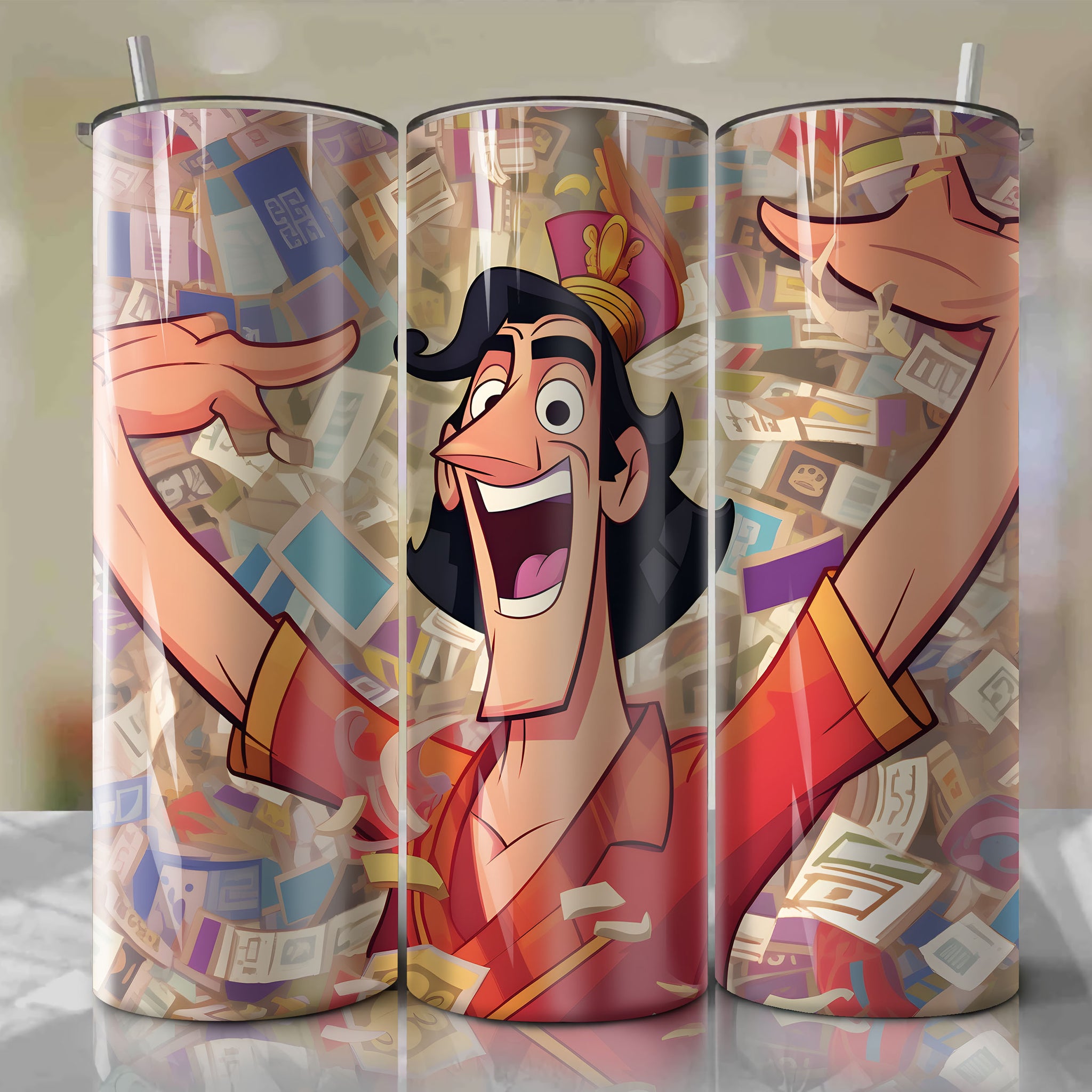 Kuzco cartoon | Newspaper | Wrap PNG Skinny Tumbler 20oz | Sublimation | Digital Download