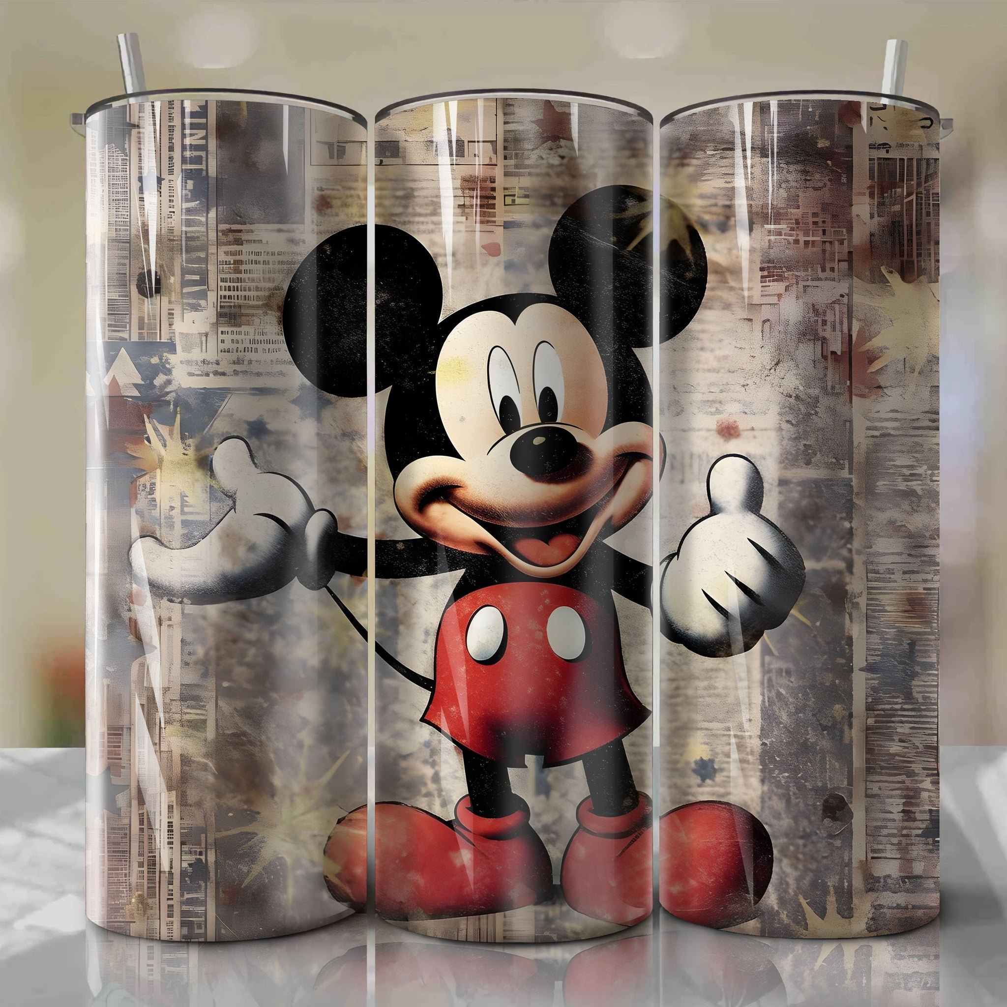 Mickey Mouse cartoon | Newspaper | Wrap PNG Skinny Tumbler 20oz | Sublimation | Digital Download