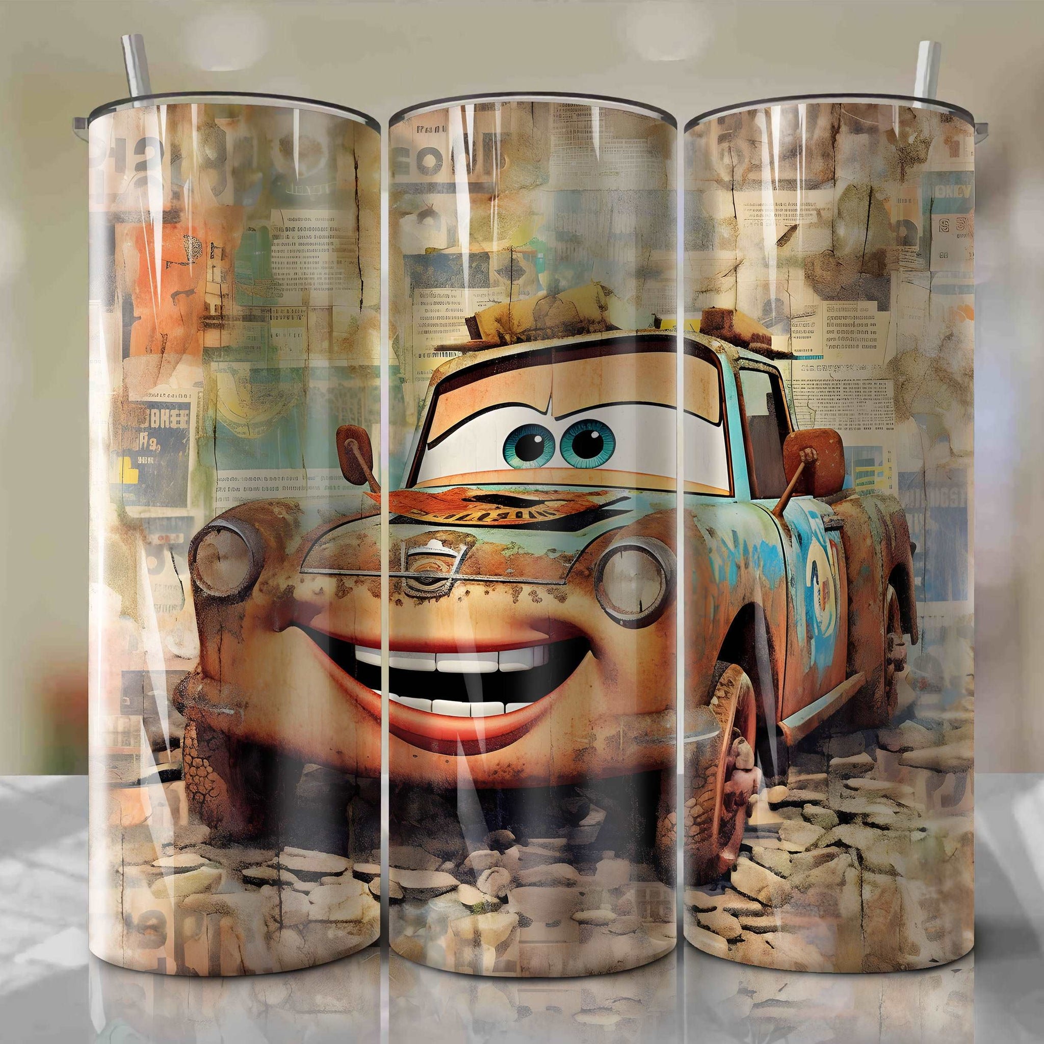 Mater cartoon | Newspaper | Wrap PNG Skinny Tumbler 20oz | Sublimation | Digital Download