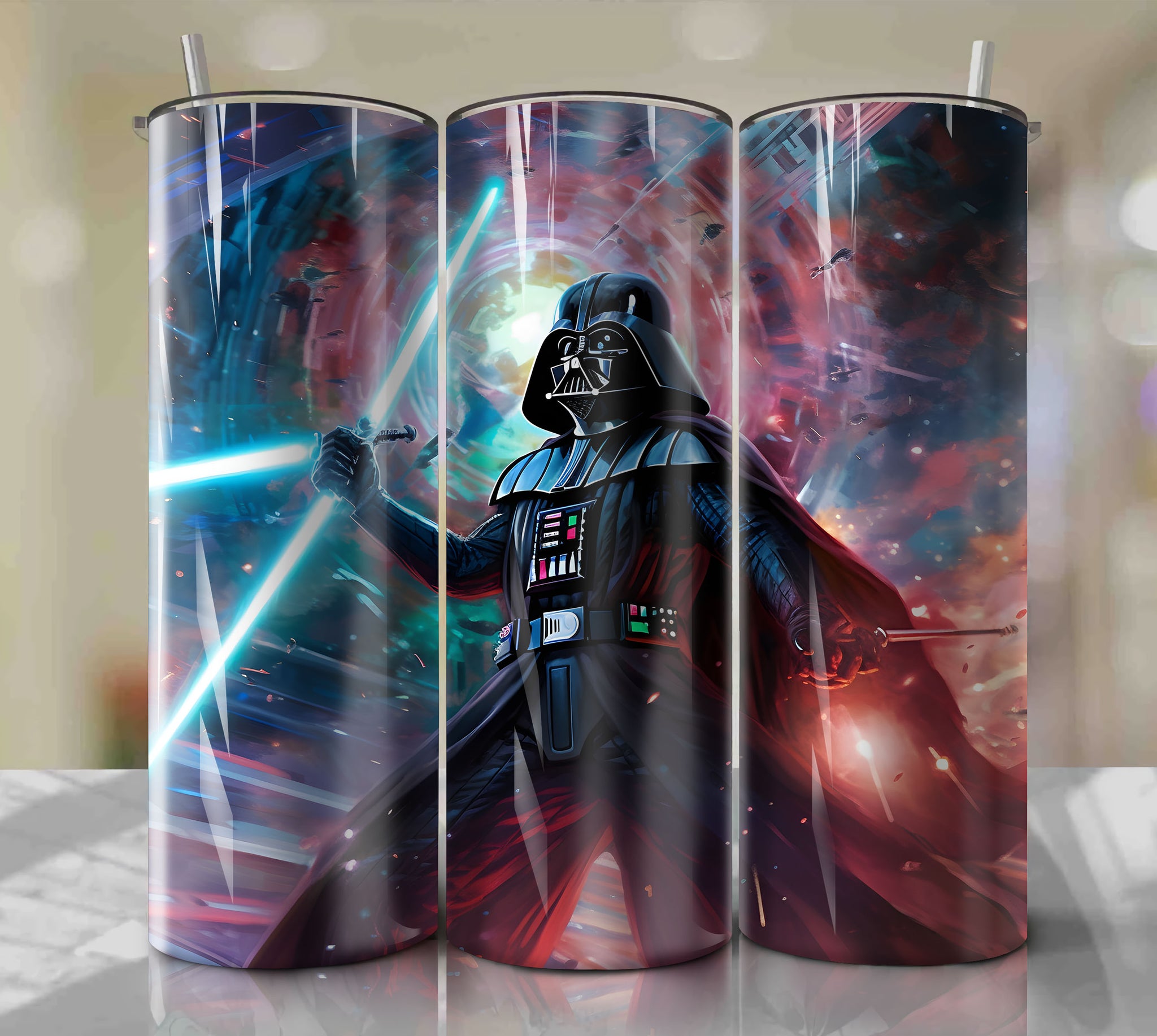 Modern Darth Vader Inspired Skinny Tumbler - 20oz Wrap PNG