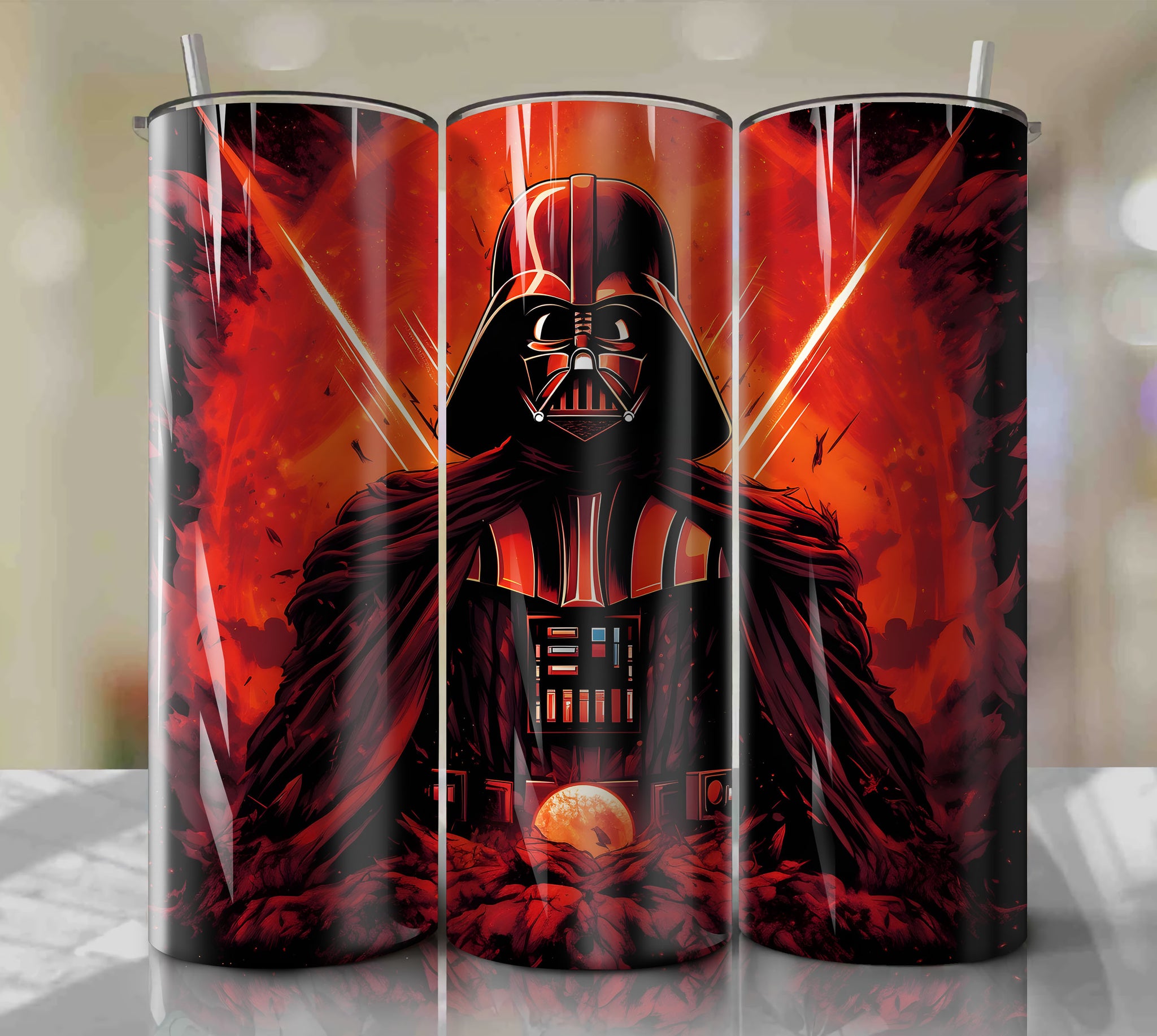 Stylish Darth Vader Inspired Skinny Tumbler - 20oz PNG Wrap