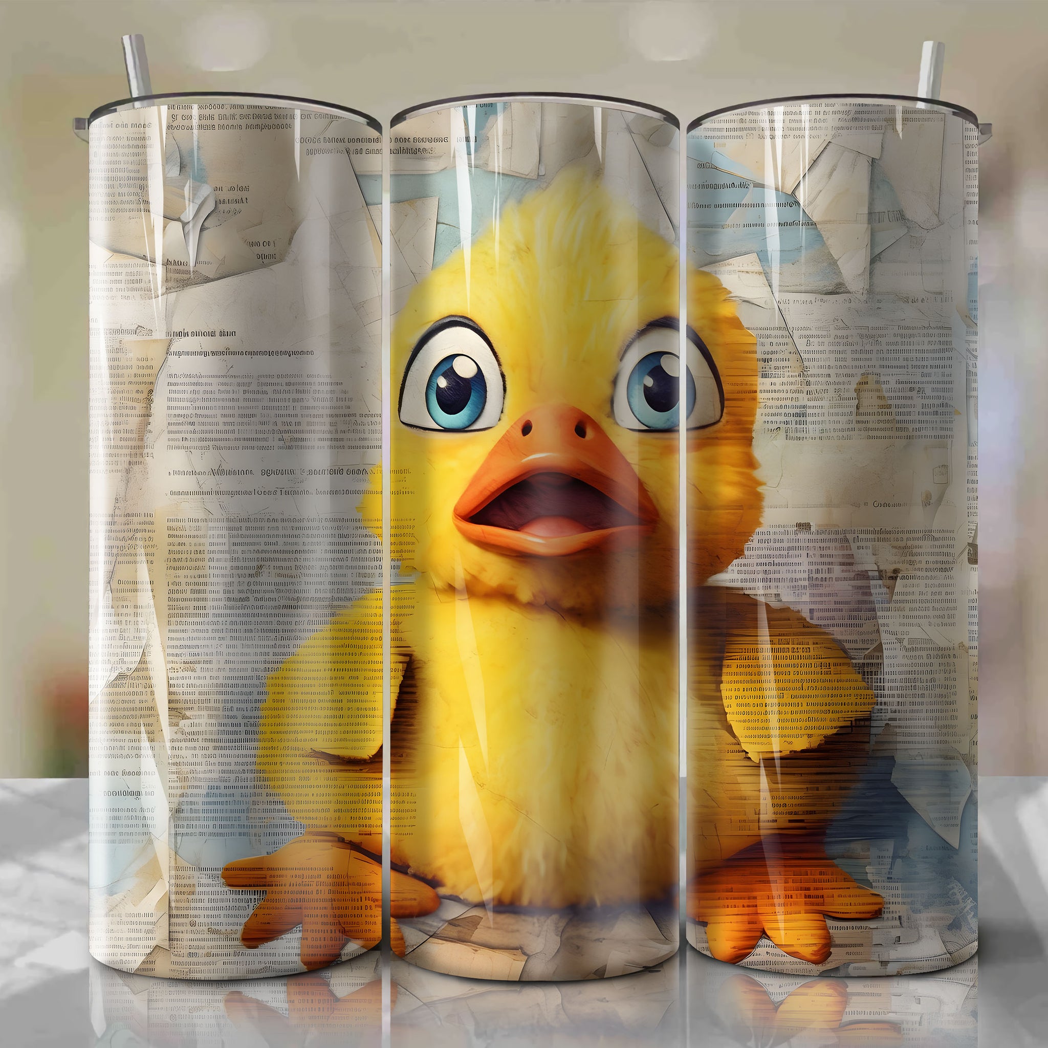 Psyduck cartoon | Newspaper | Wrap PNG Skinny Tumbler 20oz | Sublimation | Digital Download