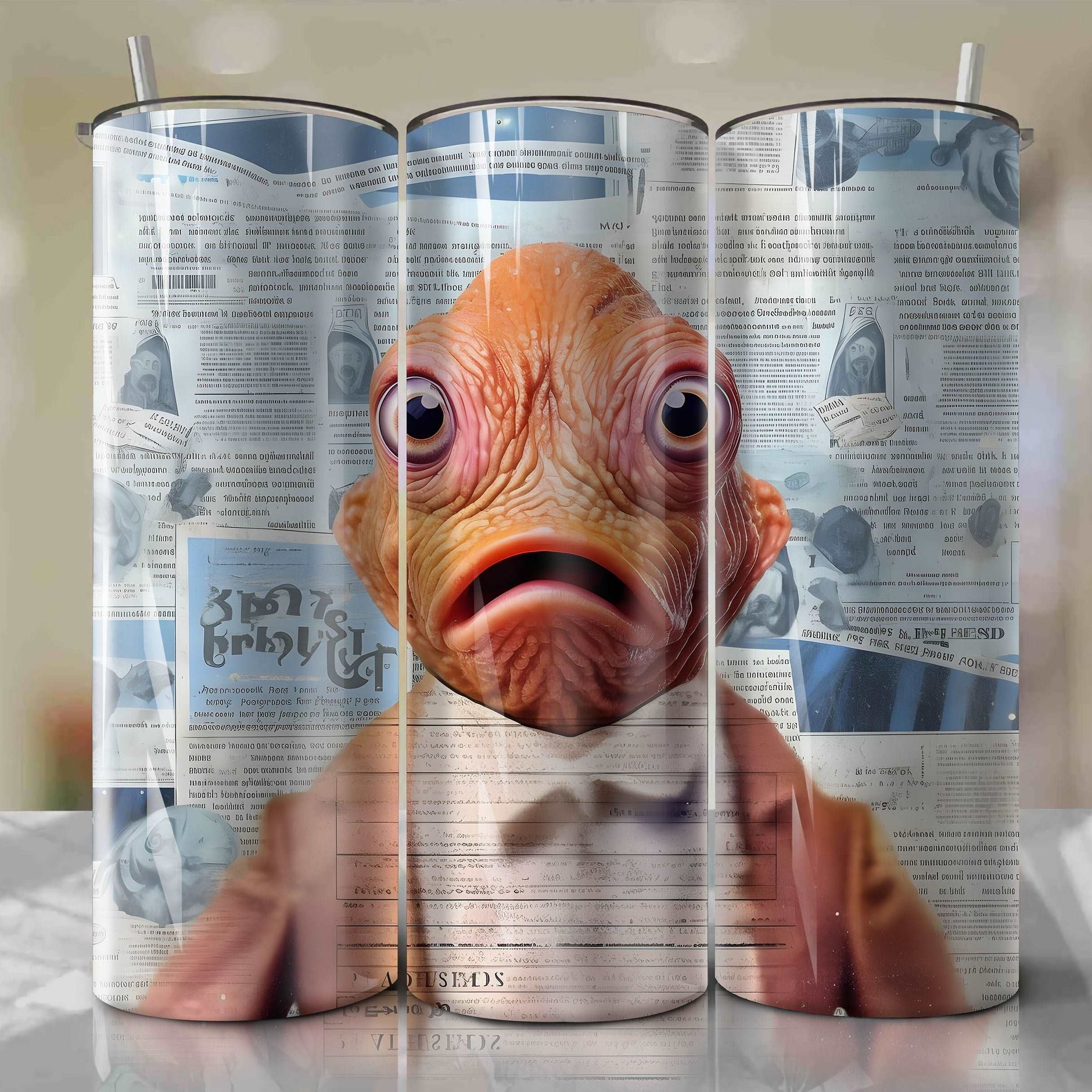 Admiral Ackbar cartoon | Newspaper | Wrap PNG Skinny Tumbler 20oz | Sublimation | Digital Download