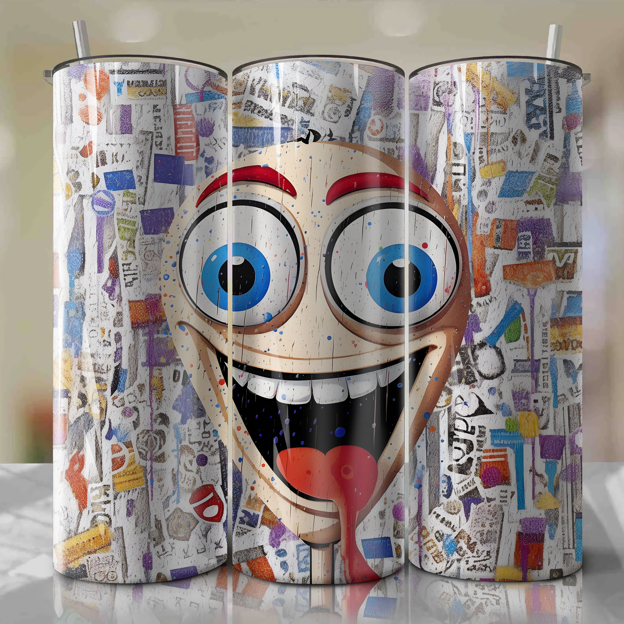 Forky cartoon | Newspaper | Wrap PNG Skinny Tumbler 20oz | Sublimation | Digital Download