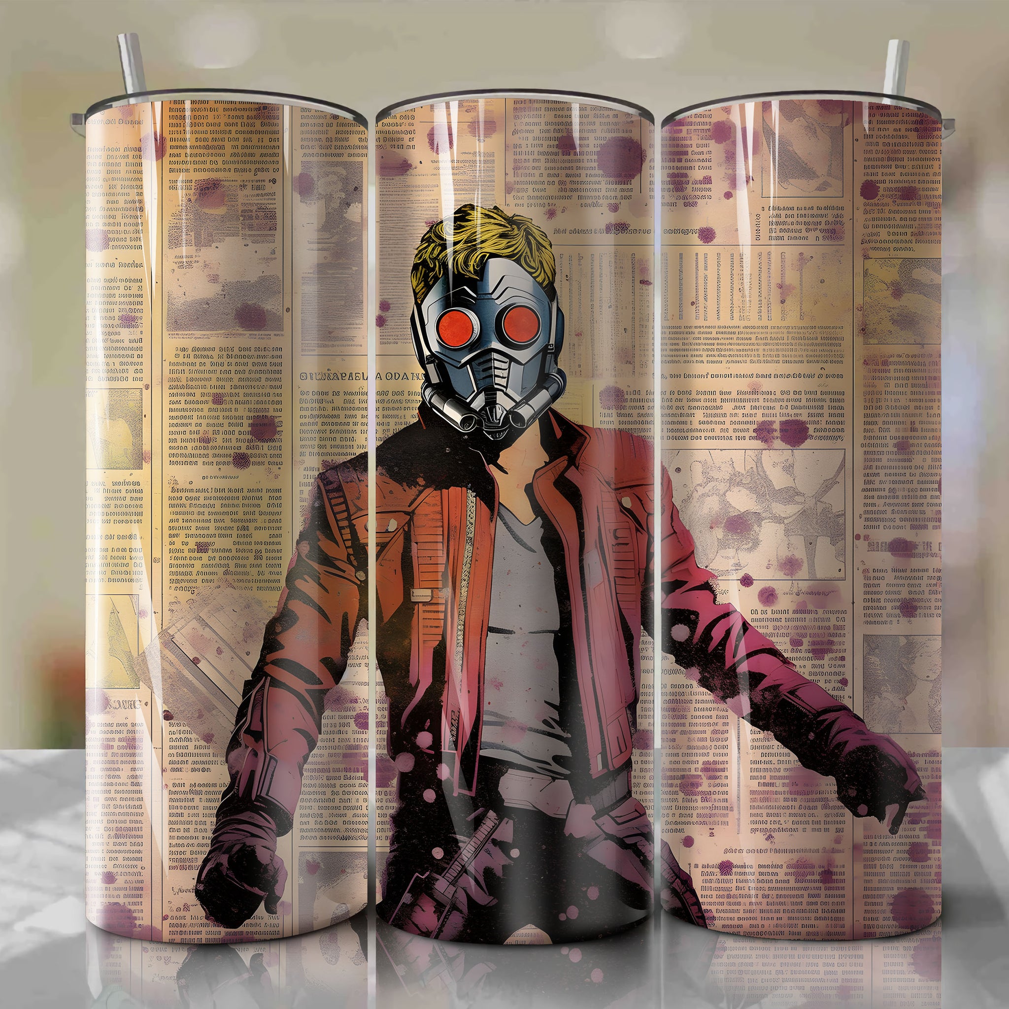 Star-Lord cartoon | Newspaper | Wrap PNG Skinny Tumbler 20oz | Sublimation | Digital Download