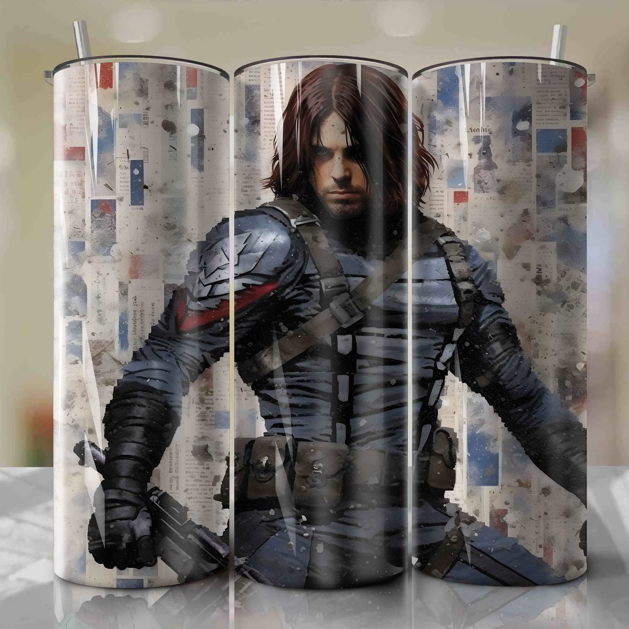 Winter Soldier cartoon | Newspaper | Wrap PNG Skinny Tumbler 20oz | Sublimation | Digital Download