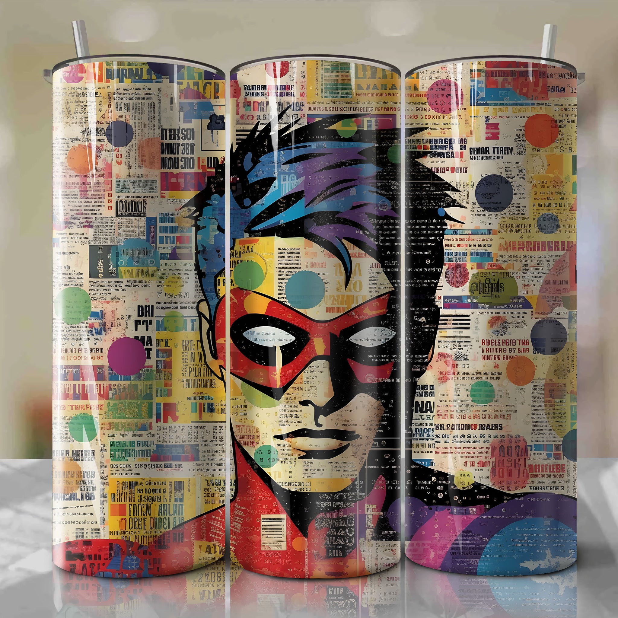 Hawkeye cartoon | Newspaper | Wrap PNG Skinny Tumbler 20oz | Sublimation | Digital Download