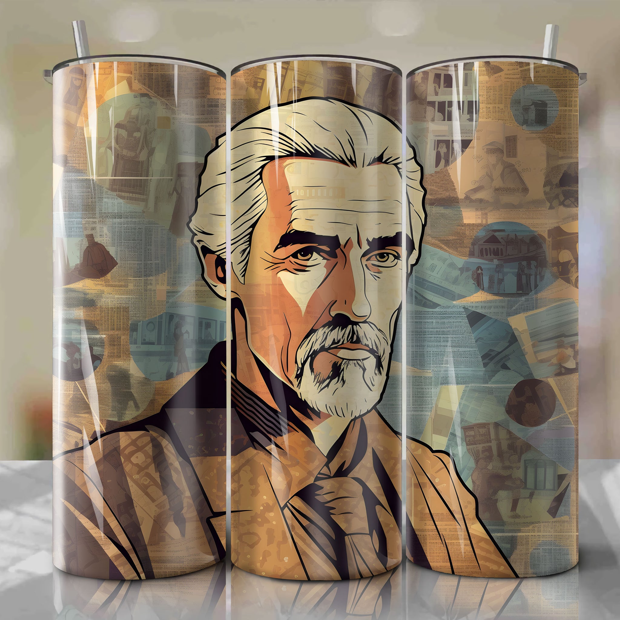 Count Dooku cartoon | Newspaper | Wrap PNG Skinny Tumbler 20oz | Sublimation | Digital Download