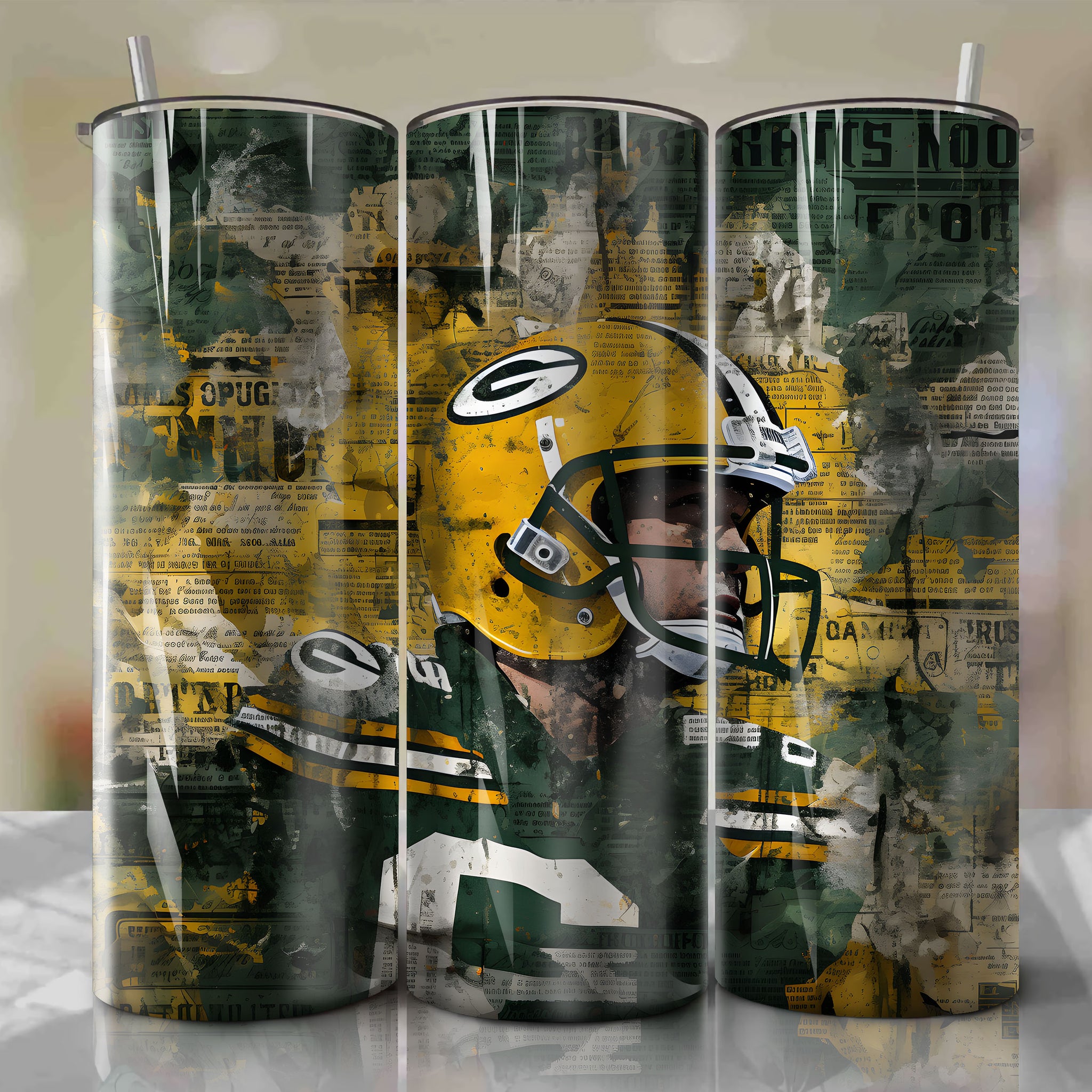 Green Bay Packers Football | Newspaper | Wrap PNG Skinny Tumbler 20oz | Sublimation | Digital Download