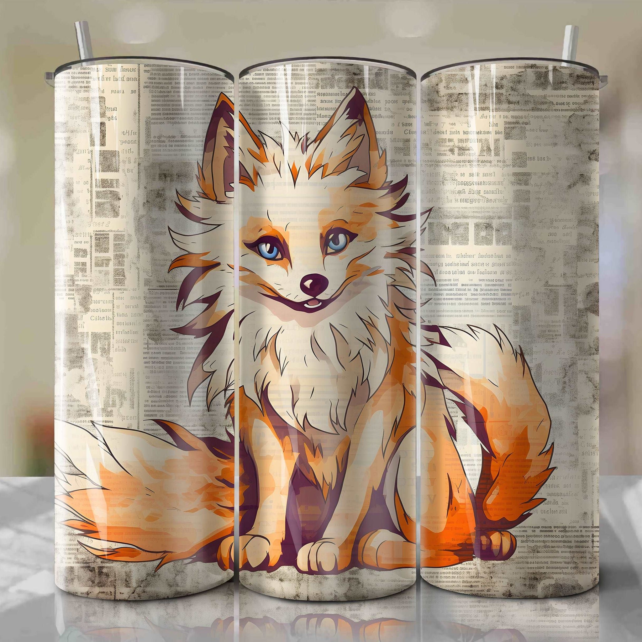 Arcanine cartoon | Newspaper | Wrap PNG Skinny Tumbler 20oz | Sublimation | Digital Download