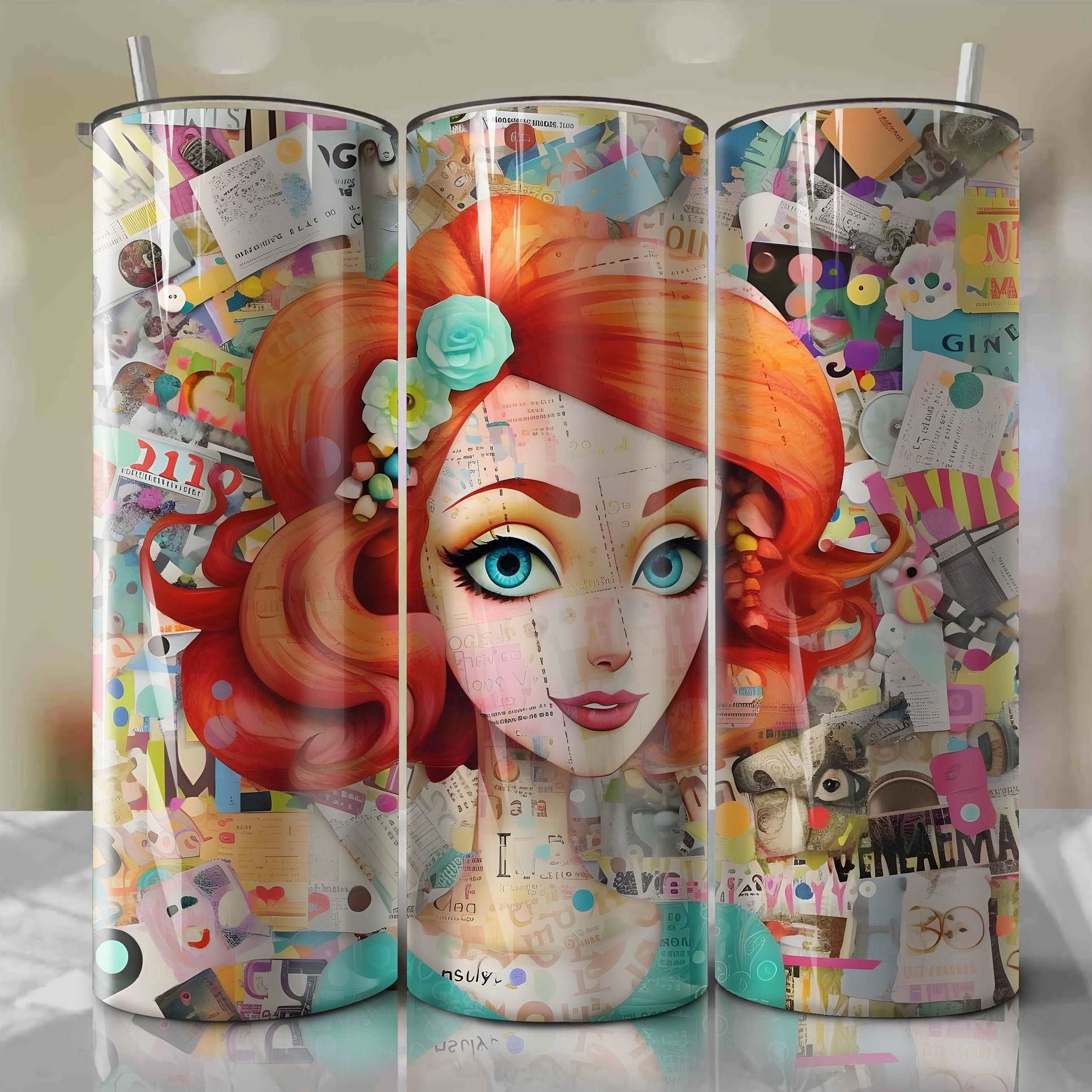 Anna cartoon | Newspaper | Wrap PNG Skinny Tumbler 20oz | Sublimation | Digital Download