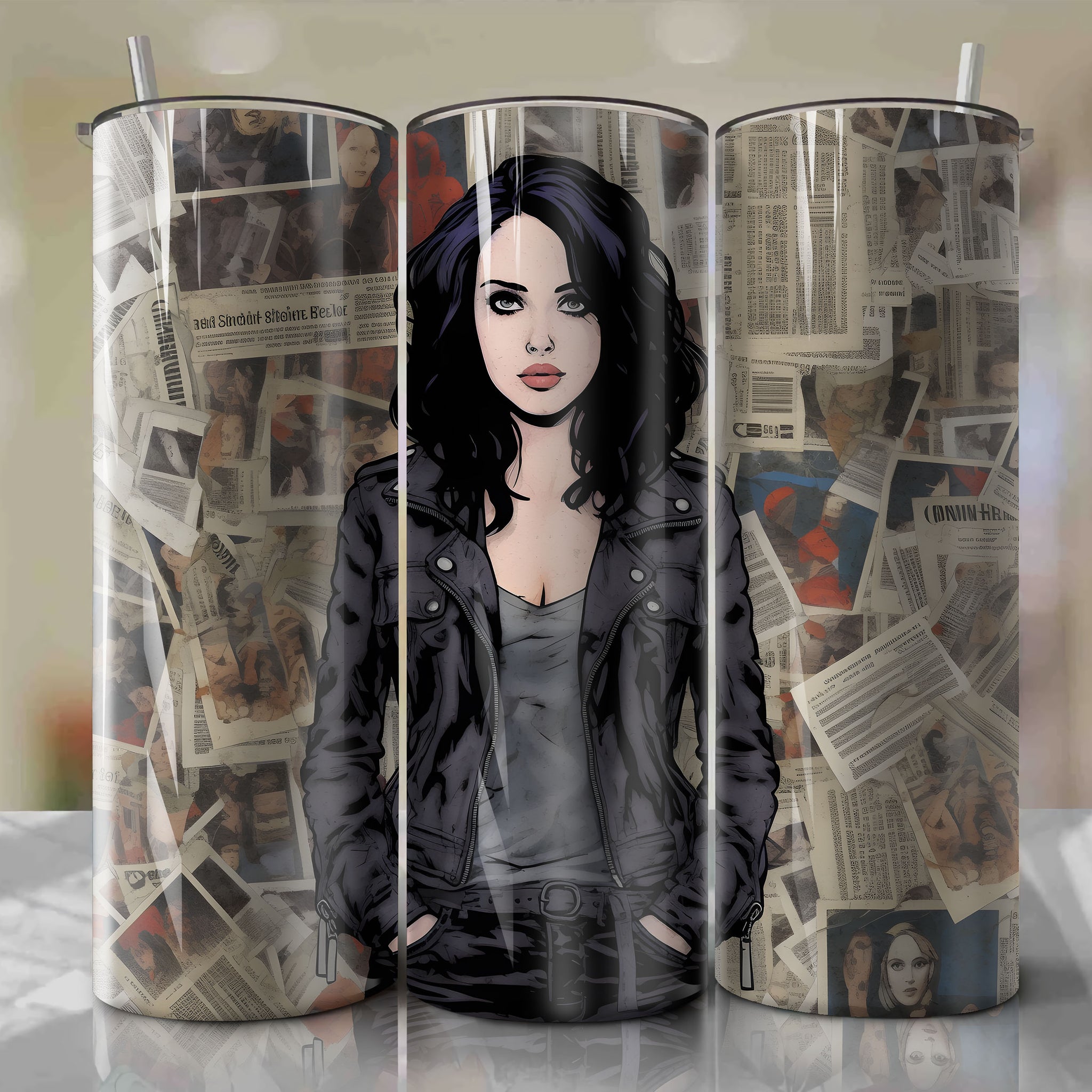 Jessica Jones cartoon | Newspaper | Wrap PNG Skinny Tumbler 20oz | Sublimation | Digital Download