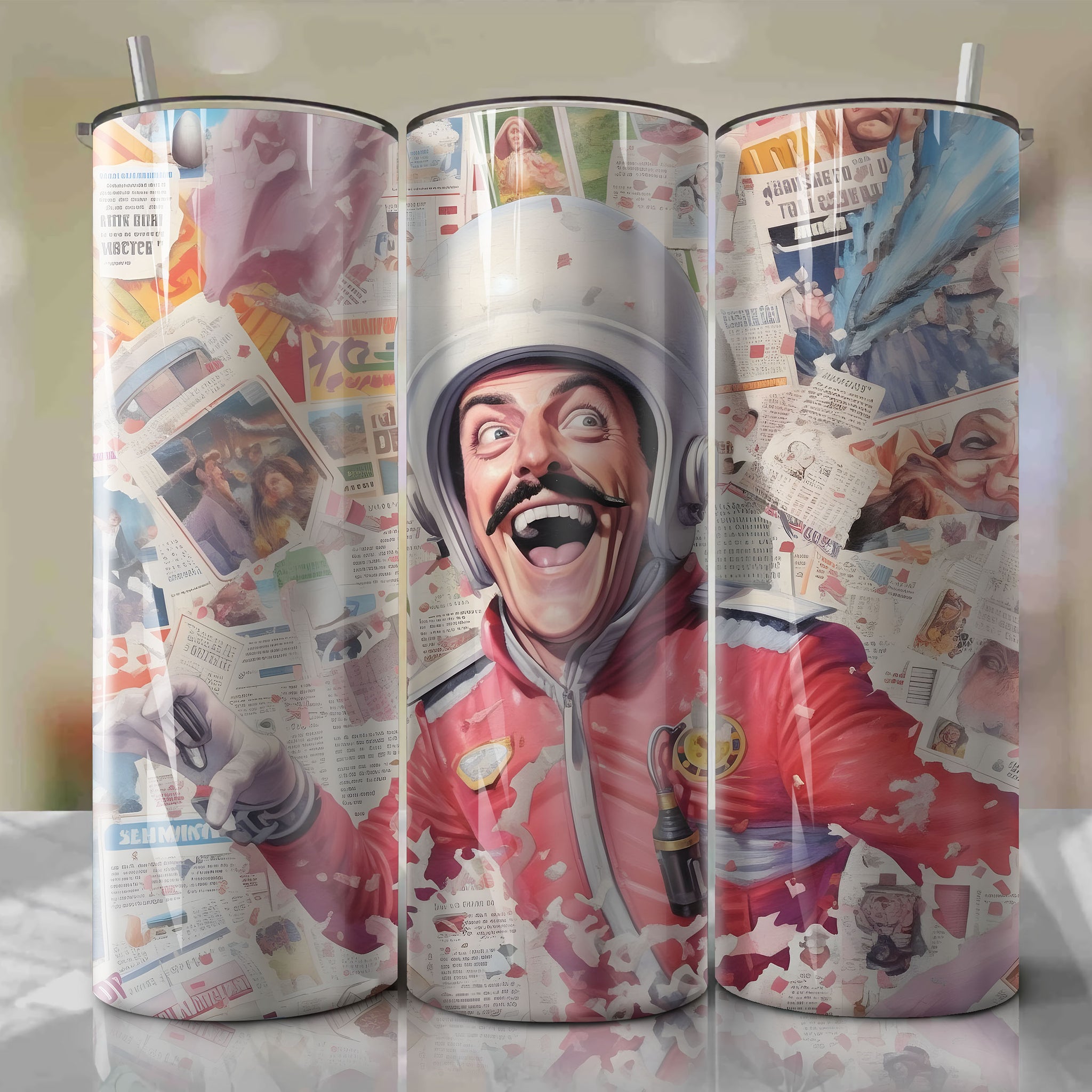 Duke Caboom cartoon | Newspaper | Wrap PNG Skinny Tumbler 20oz | Sublimation | Digital Download