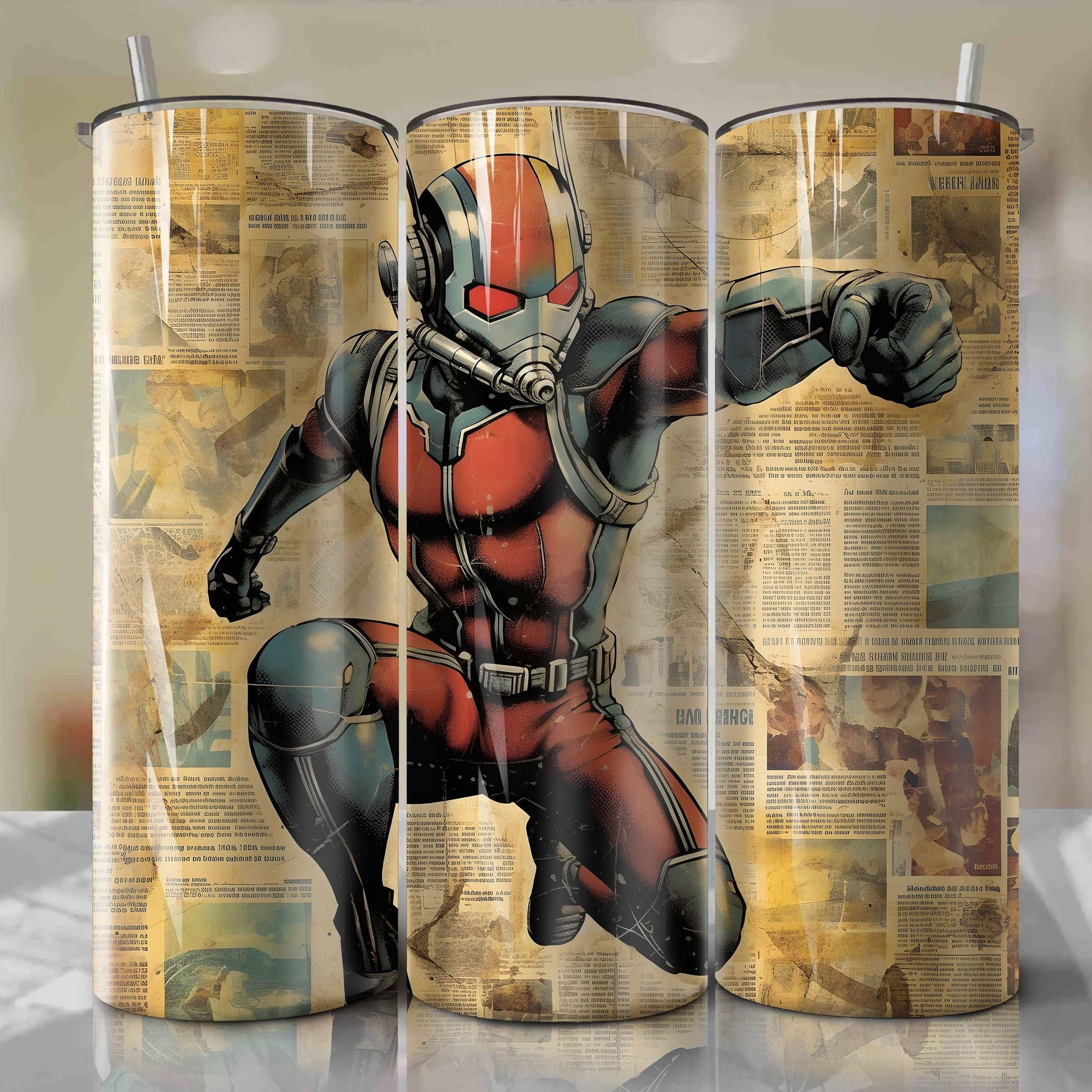 Ant-Man cartoon | Newspaper | Wrap PNG Skinny Tumbler 20oz | Sublimation | Digital Download