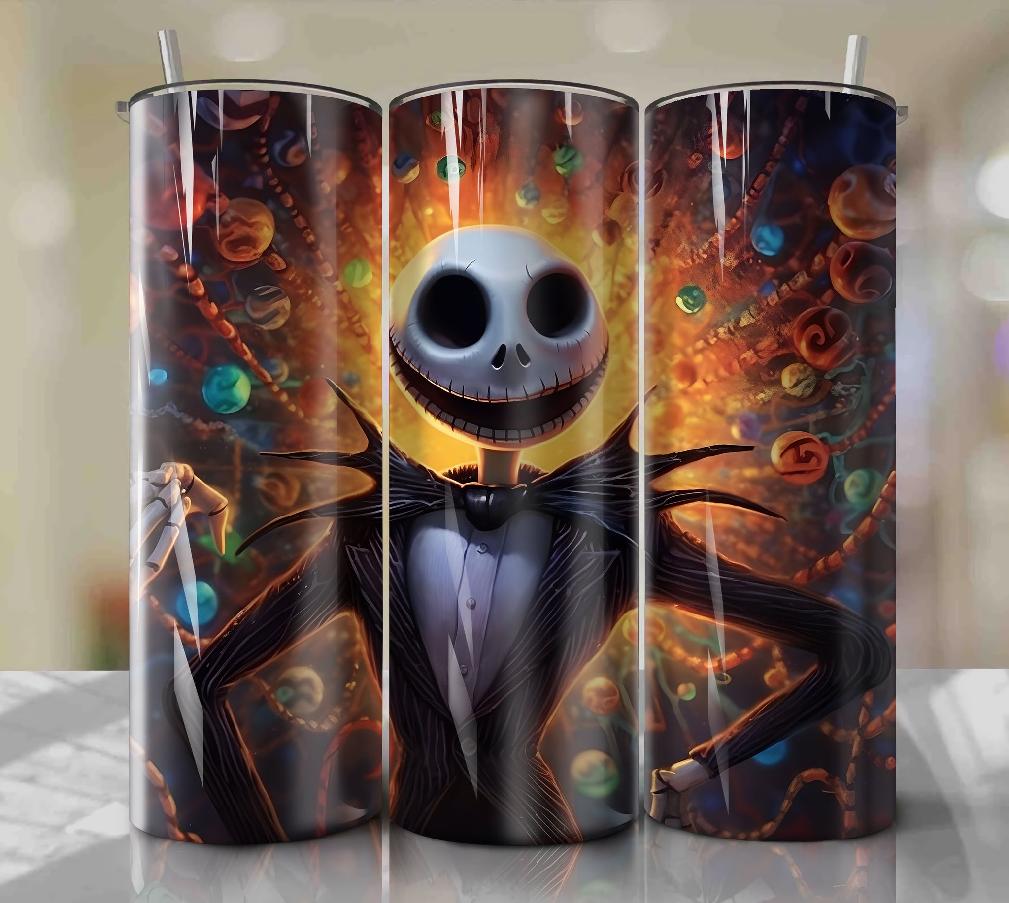 Creepy and Cool: Jack Skellington Skinny Tumbler Wrap PNG