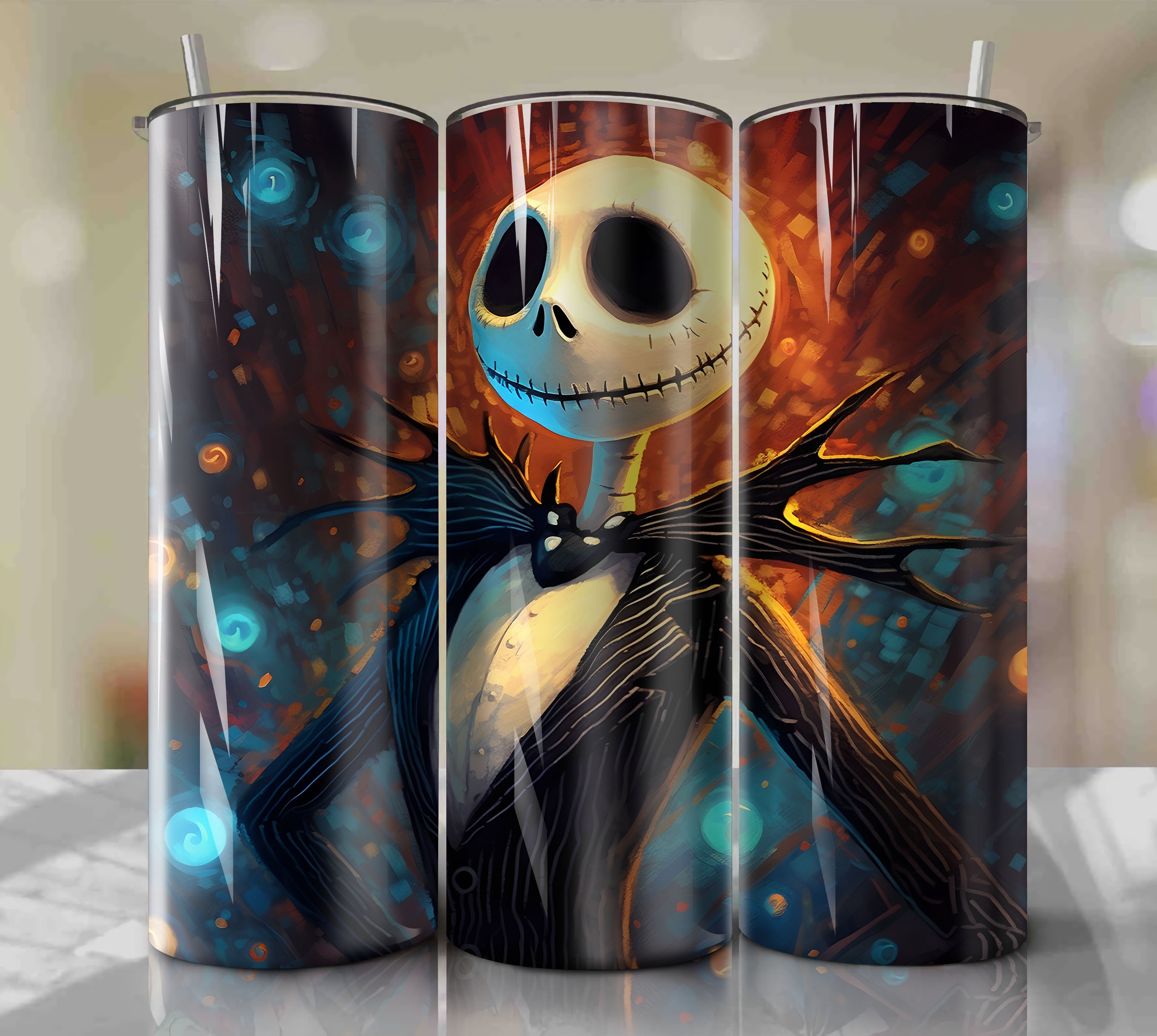 Halloween Drinkware: Jack Skellington Tumbler Wrap PNG