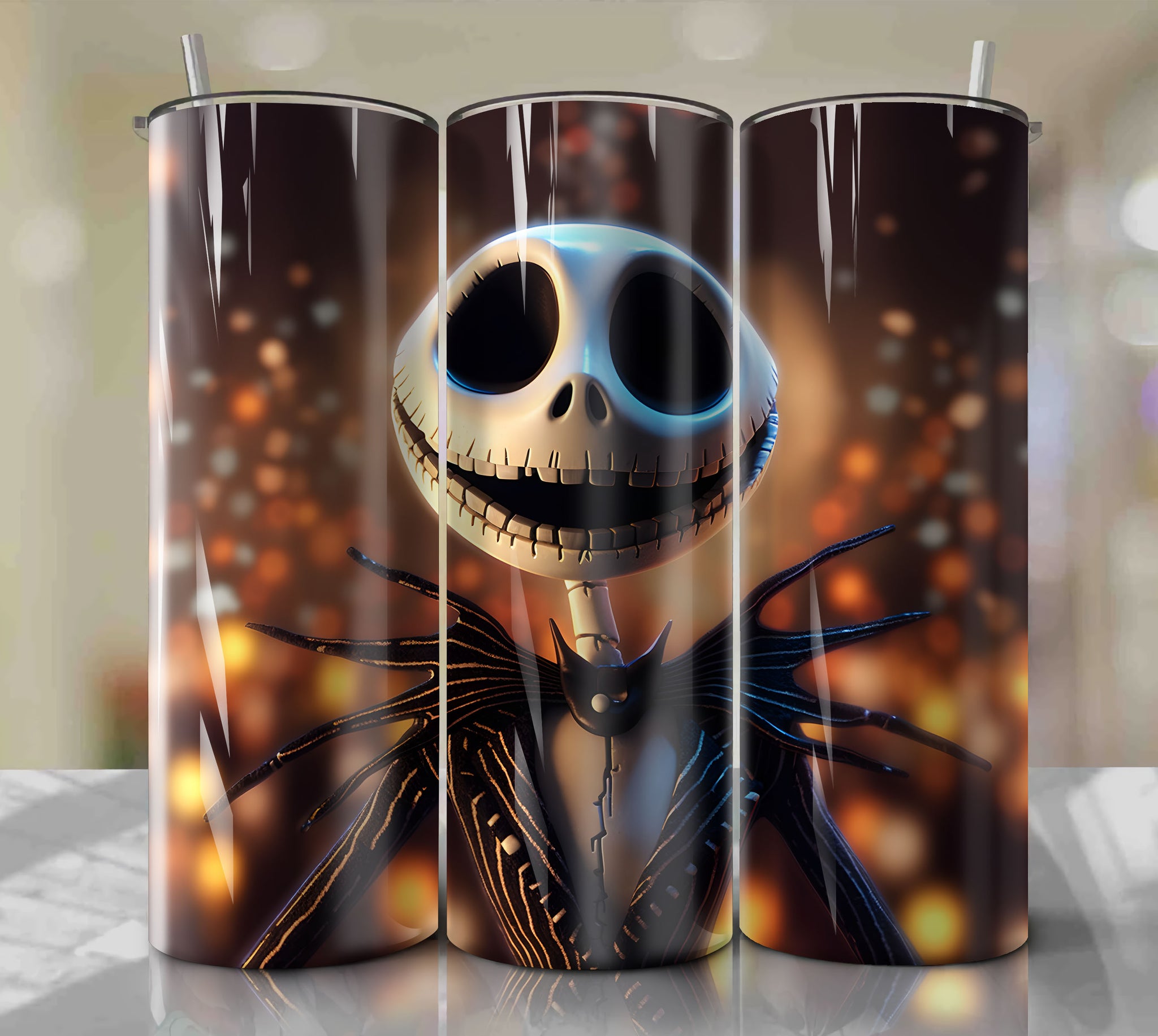 Halloween Themed Jack Skellington Tumbler Wrap PNG