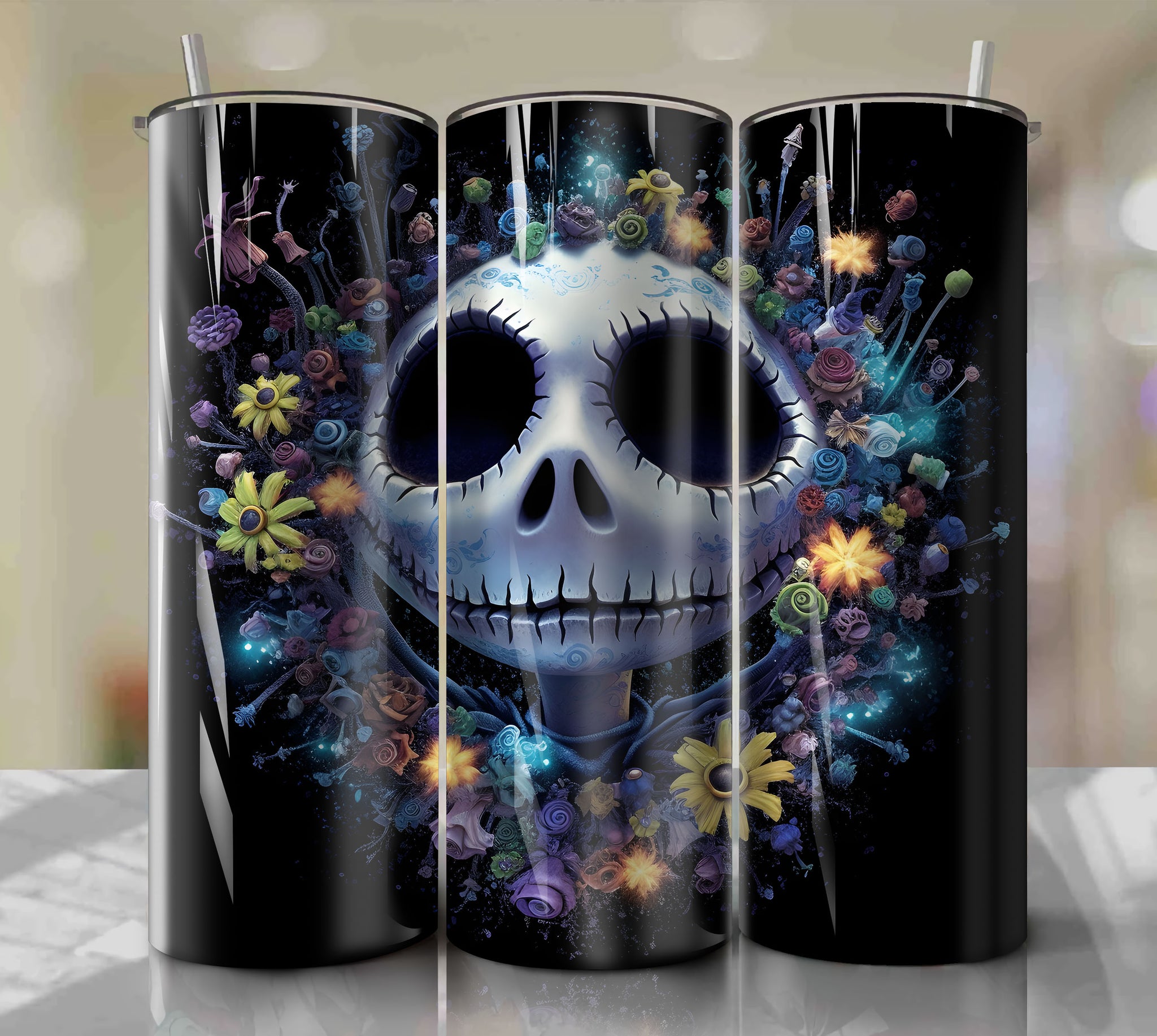 Jack Skellington Artwork - Skinny Tumbler 20oz Wrap PNG